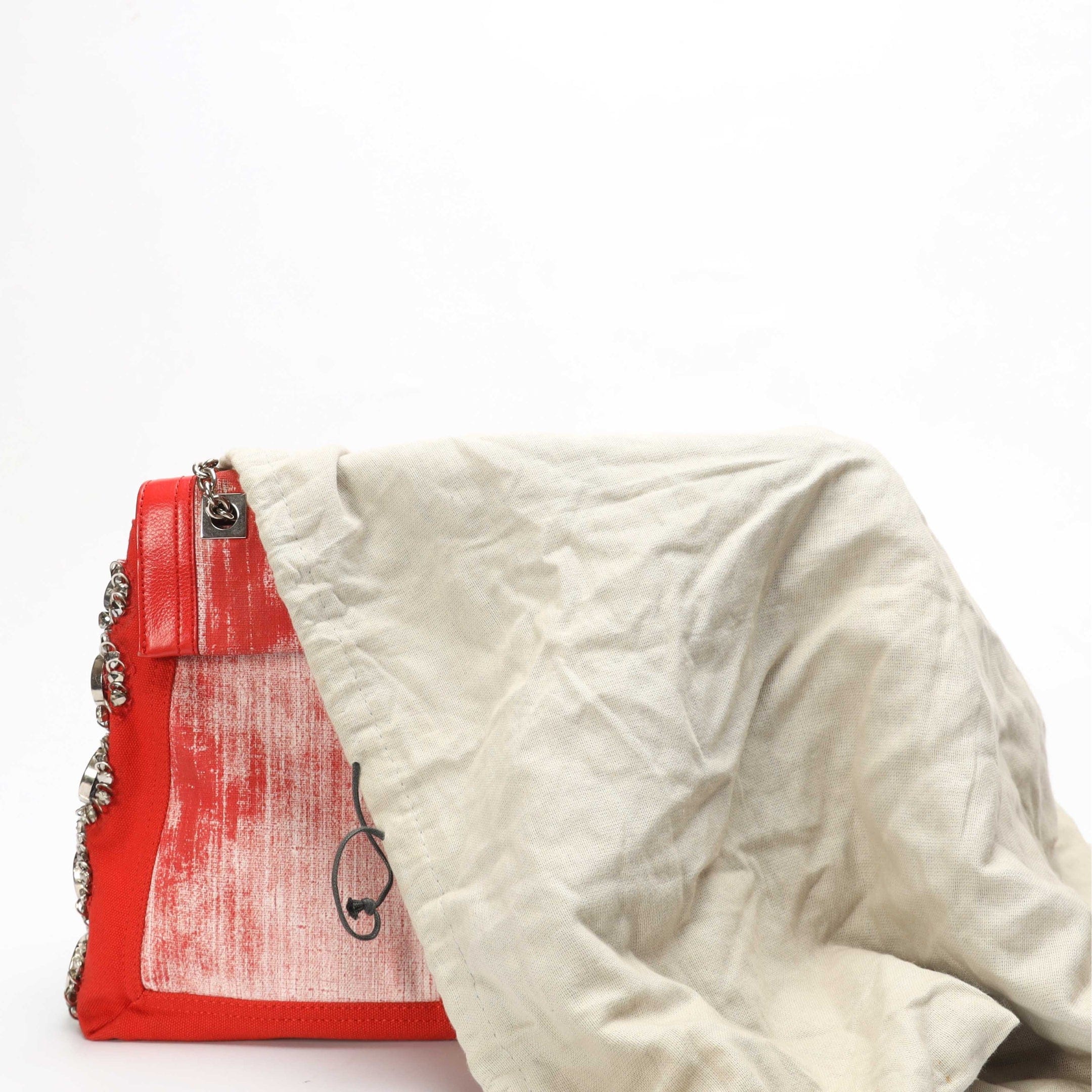 Fendi Red Maxi Baguette Embellished Shoulder Bag