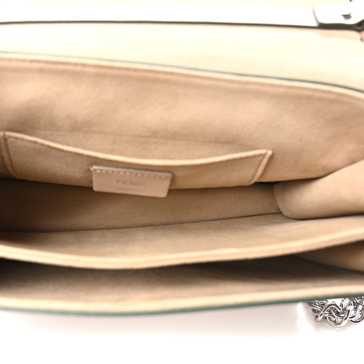 Fendi Vitello Liberty Scalloped Studded Kan I Shoulder Bag Grigio Polvere