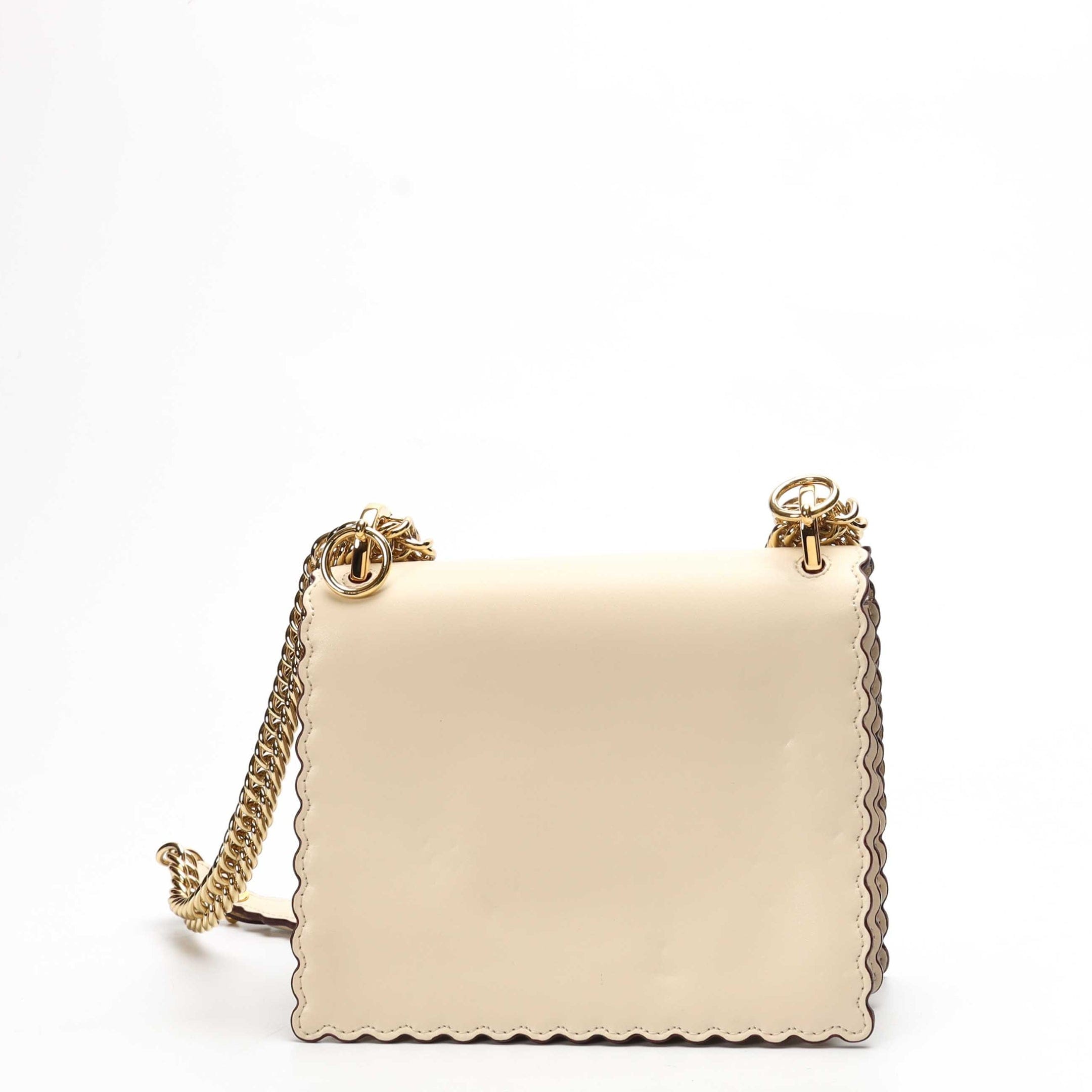 Fendi Ivory Small Scalloped Kan Shoulder Bag
