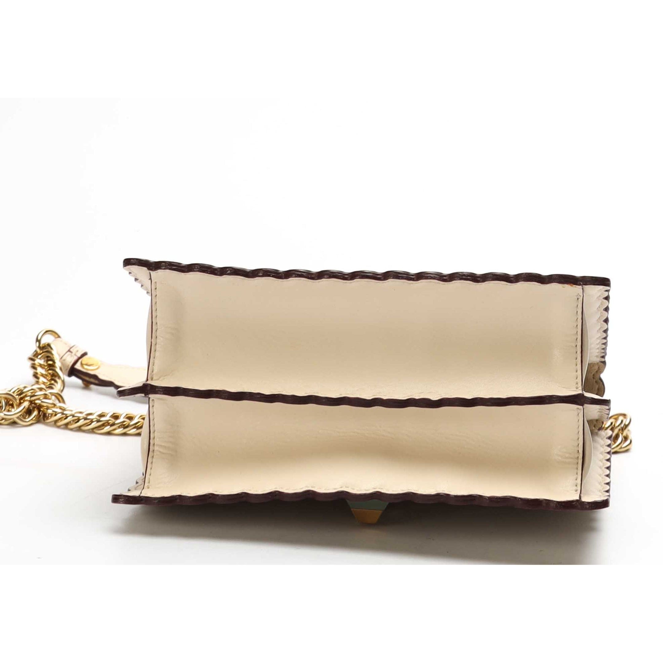 Fendi Ivory Small Scalloped Kan Shoulder Bag