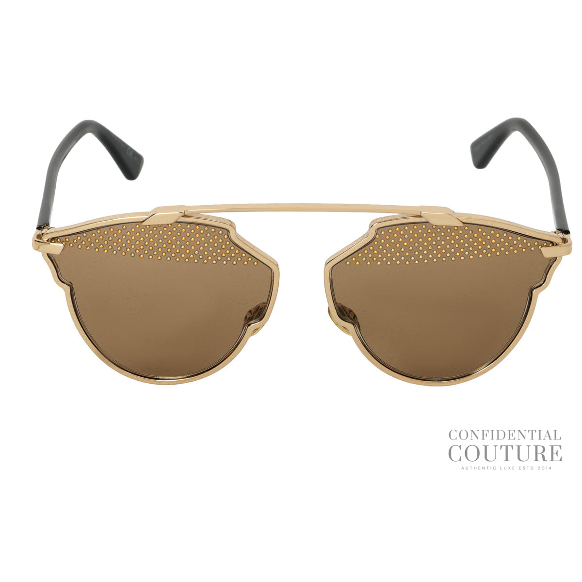 Christian Dior So Real Studded Aviator Sunglasses In Gold & Black