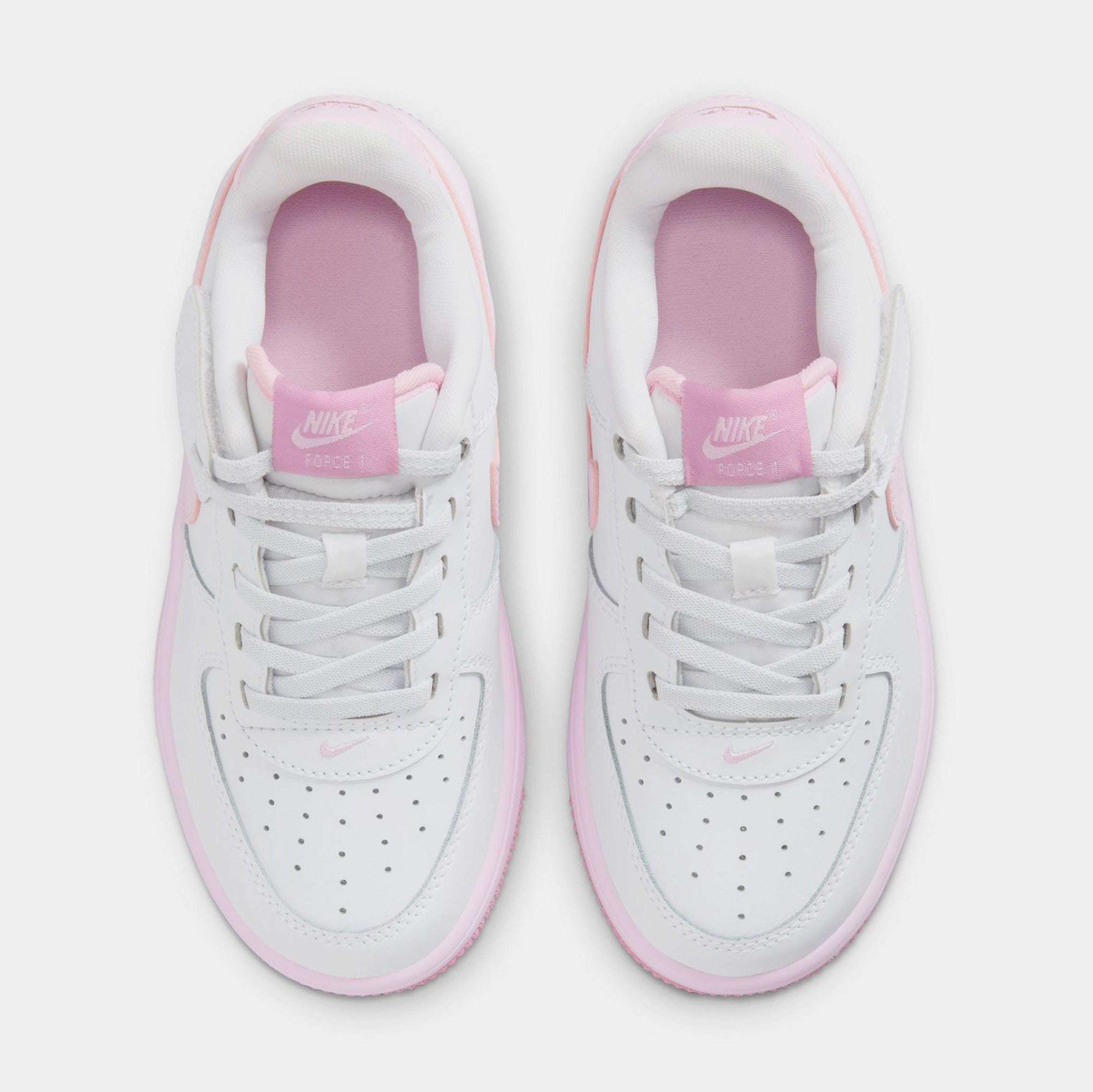 Nike Force 1 Low EasyOn Preschool Lifestyle Shoes (White/Pink Foam/Elemental Pink)