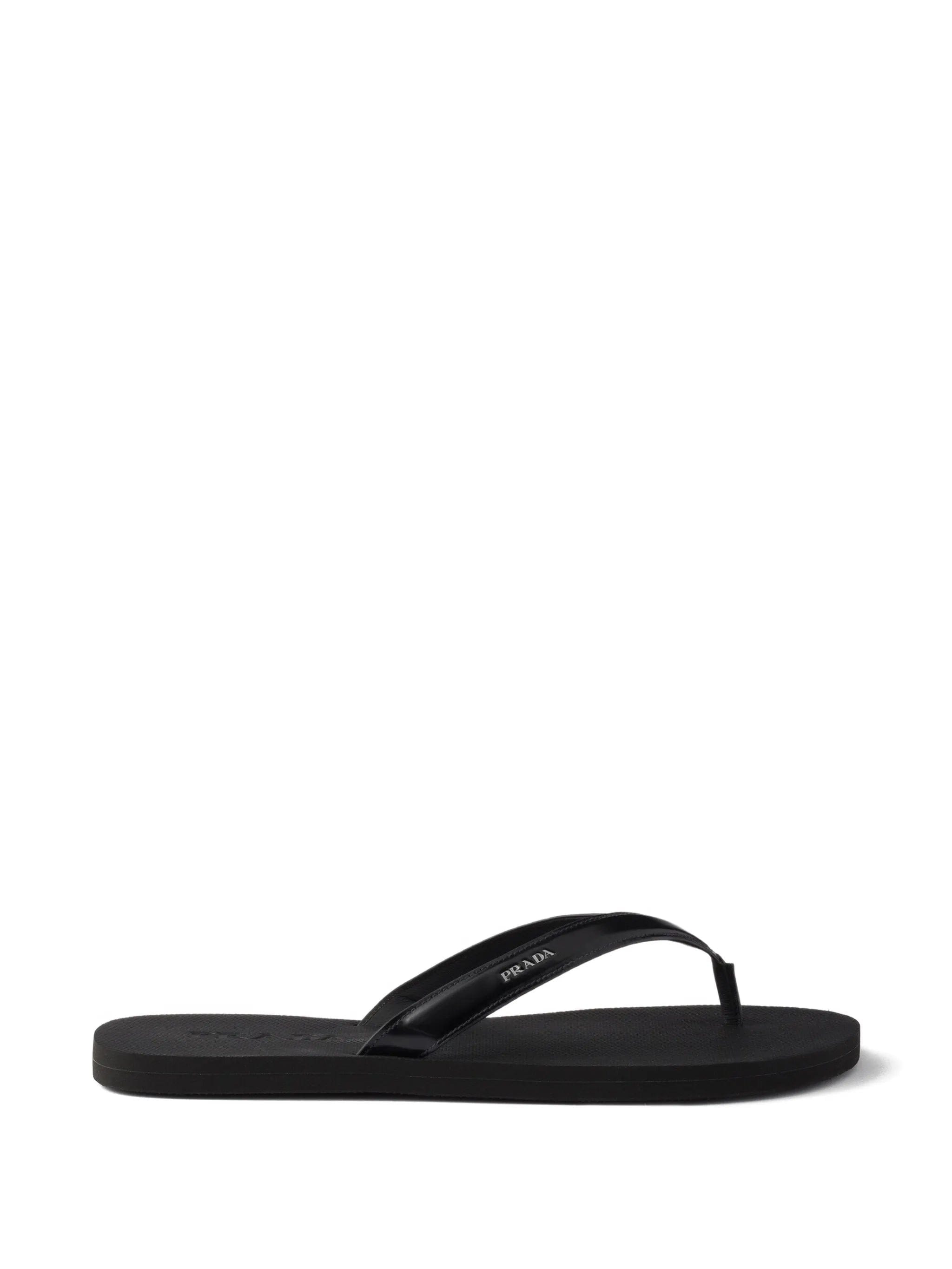 Prada logo - print leather sandals