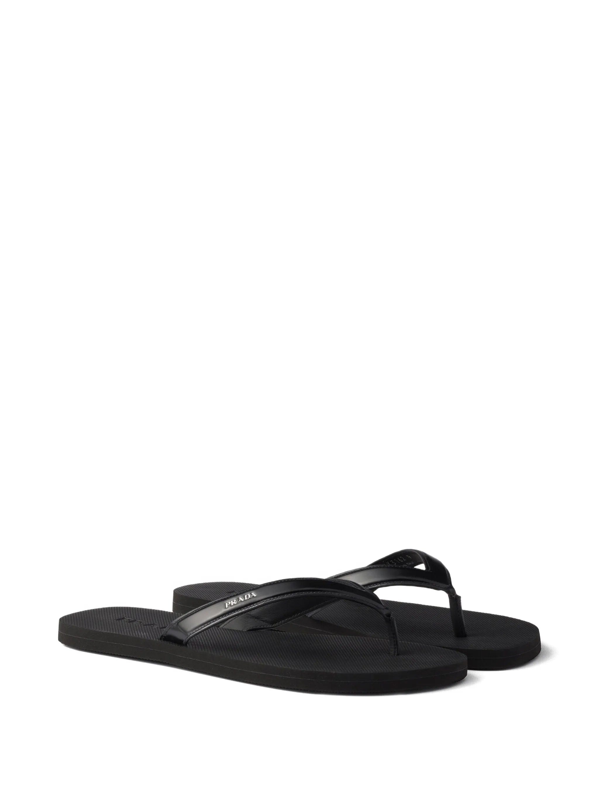 Prada logo - print leather sandals