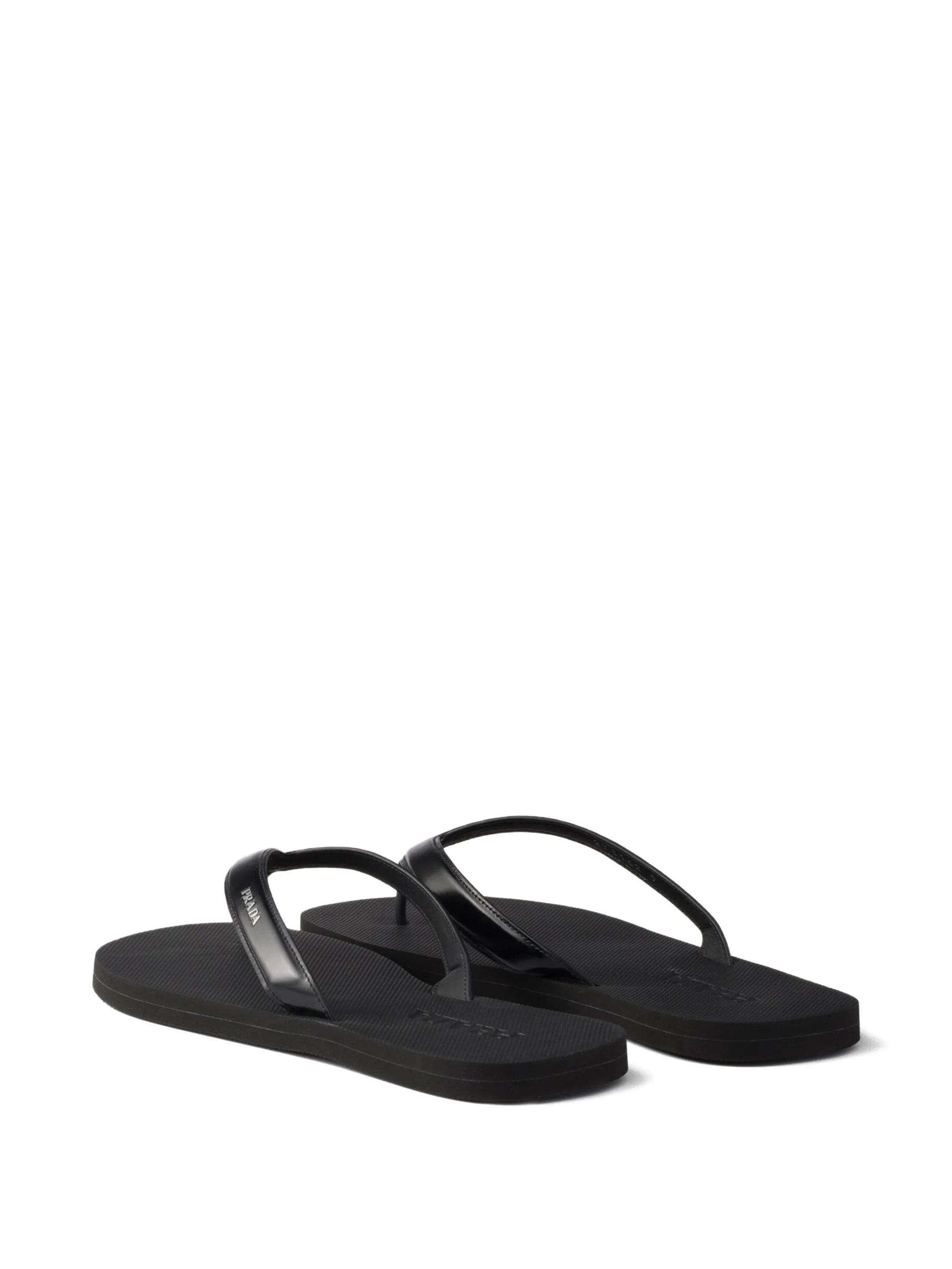 Prada logo - print leather sandals