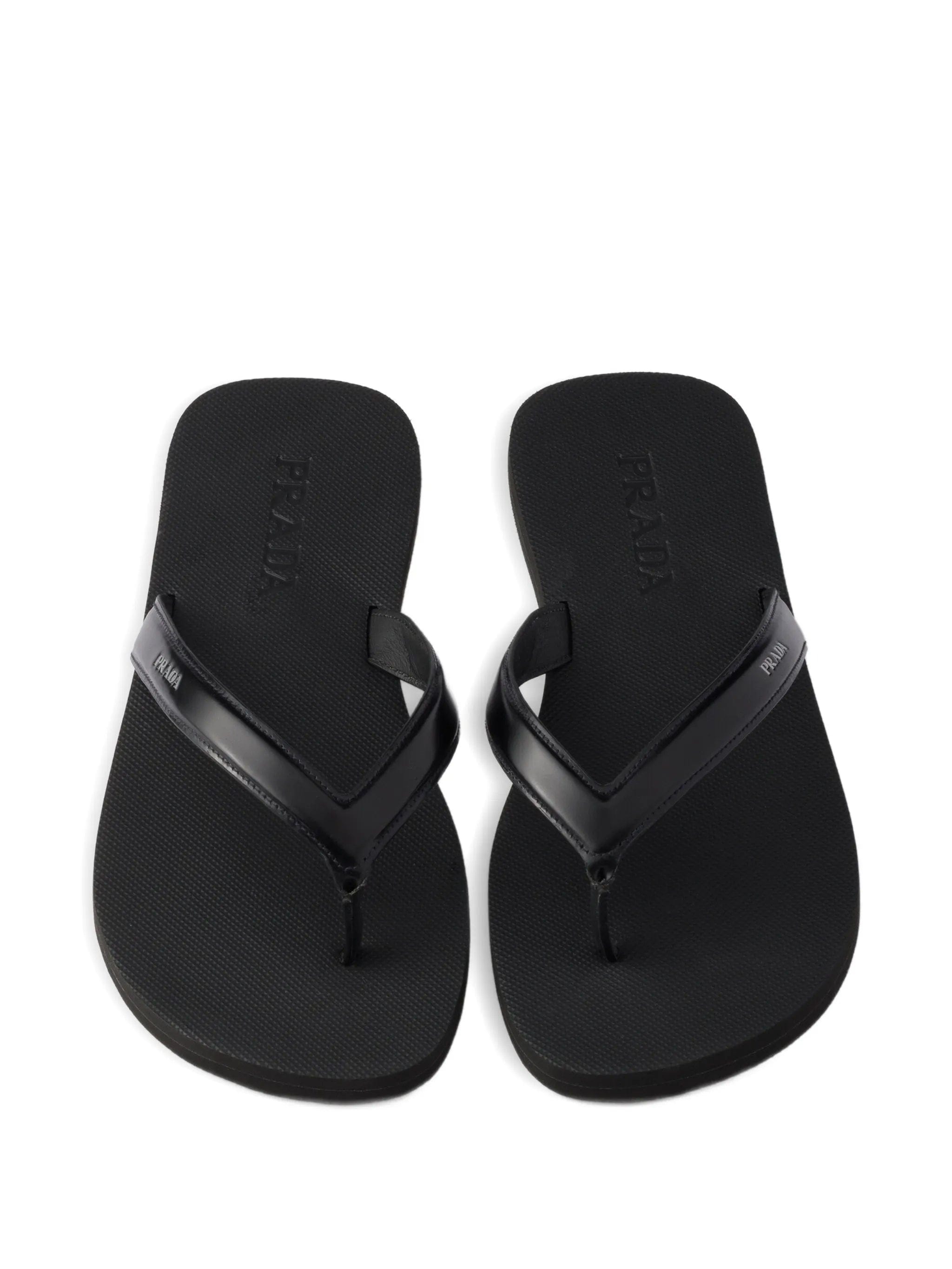 Prada logo - print leather sandals