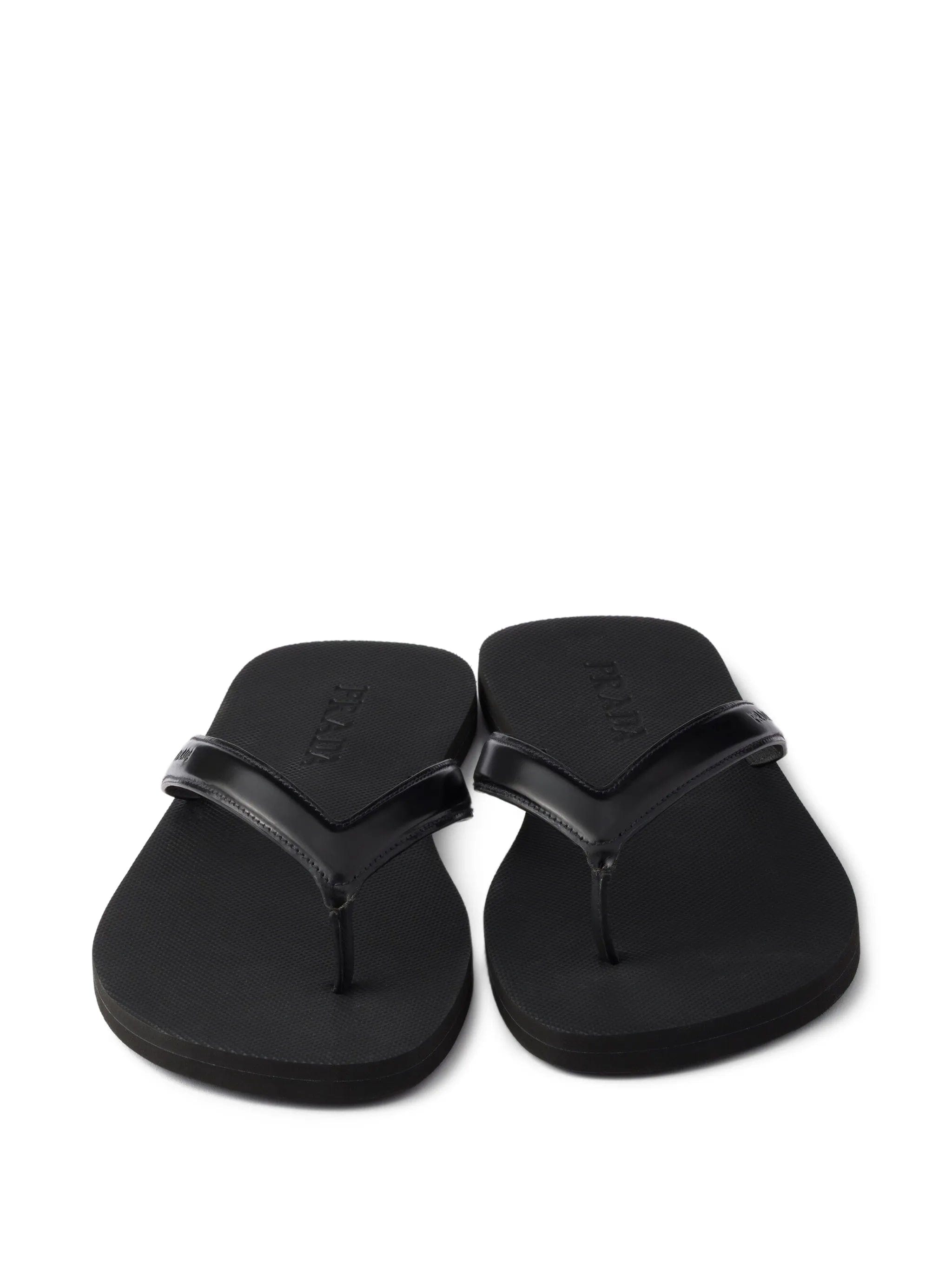 Prada logo - print leather sandals