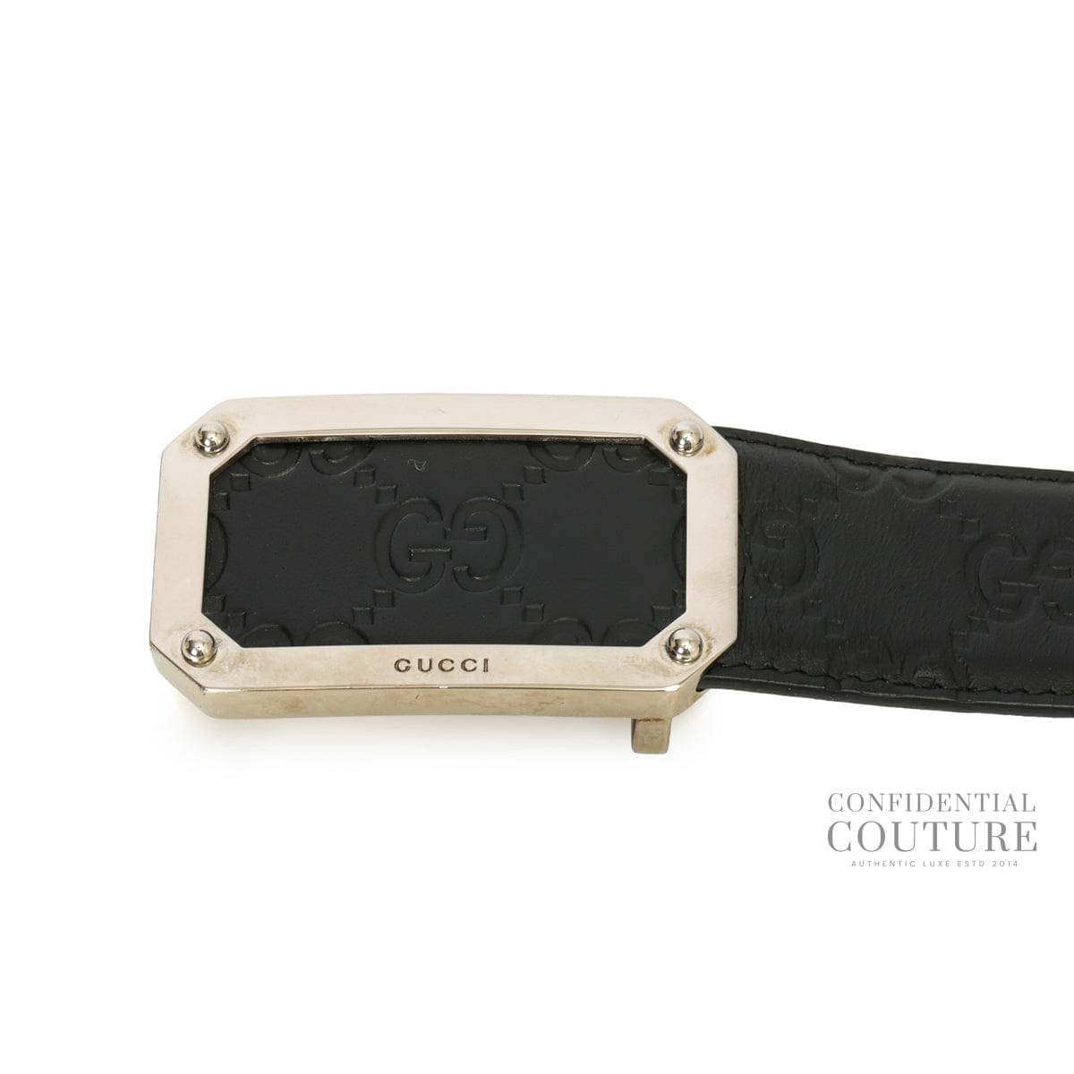 Gucci Black Guccissima Leather Square Buckle Belt - 95/38