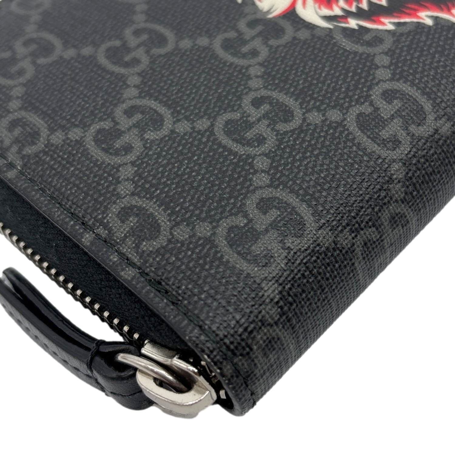 GUCCI GG Supreme Canvas Wolf Print Wallet Black 451273