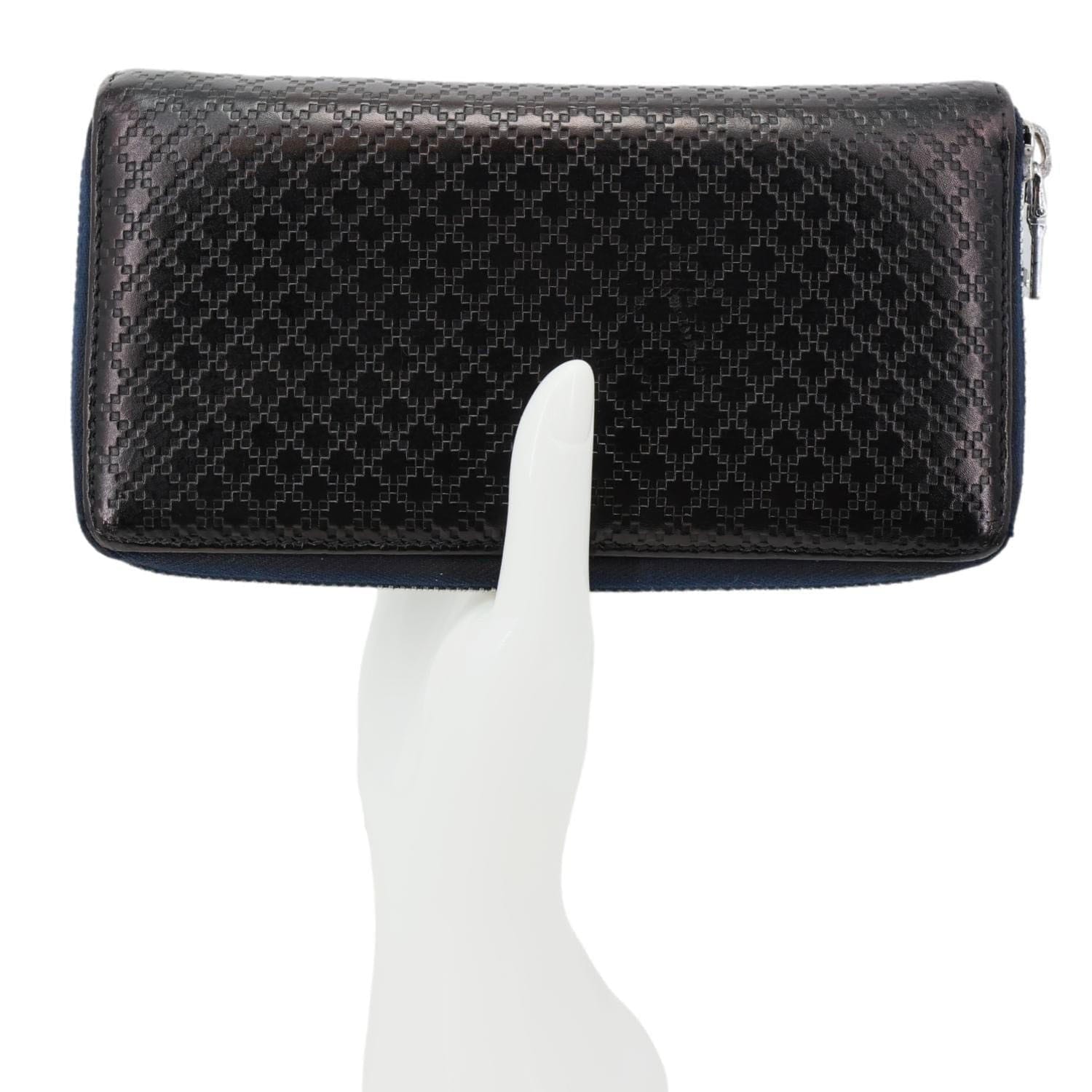 GUCCI Diamante Leather Long Wallet Navy Blue 307990
