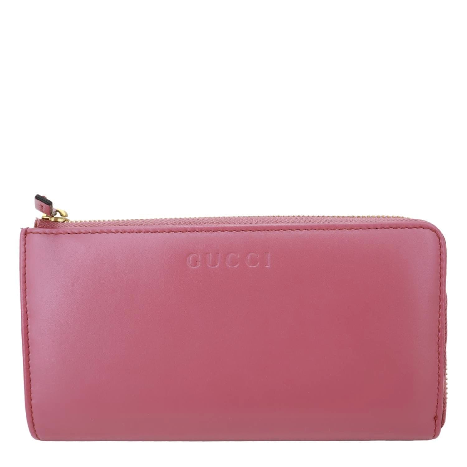 GUCCI Leather Long Zippy Wallet Pink 332747