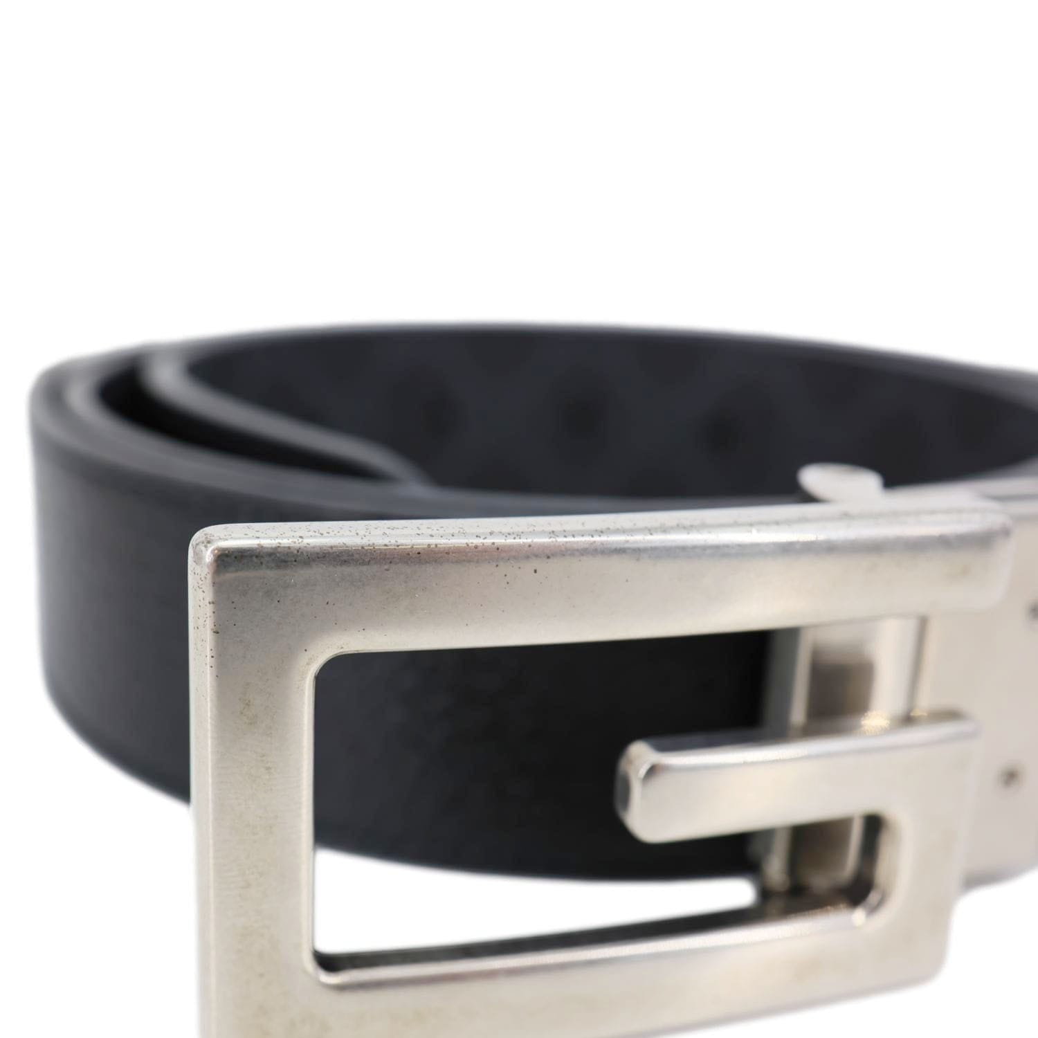 GUCCI Square G Buckle Leather Reversible Belt Black 626974 Size 110/44