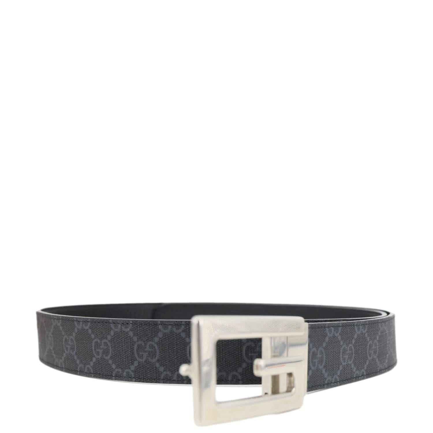 GUCCI Square G Buckle Leather Reversible Belt Black 626974 Size 110/44