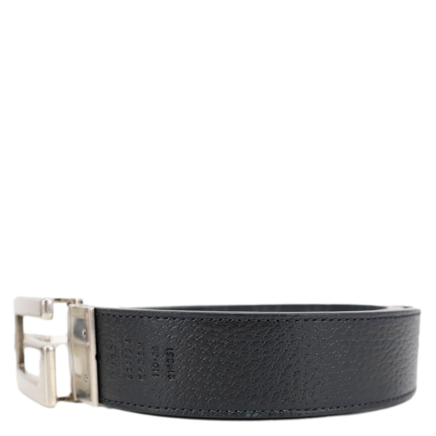 GUCCI Square G Buckle Leather Reversible Belt Black 626974 Size 110/44