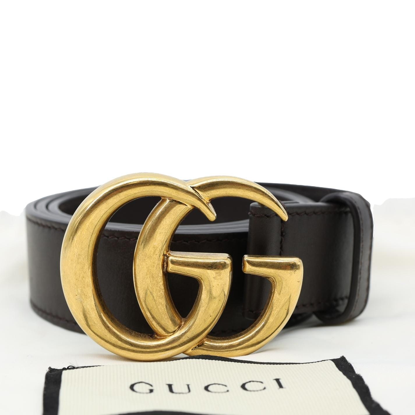 GUCCI GG Buckle Marmont Thin Leather Belt Black 414516 Size 75/30