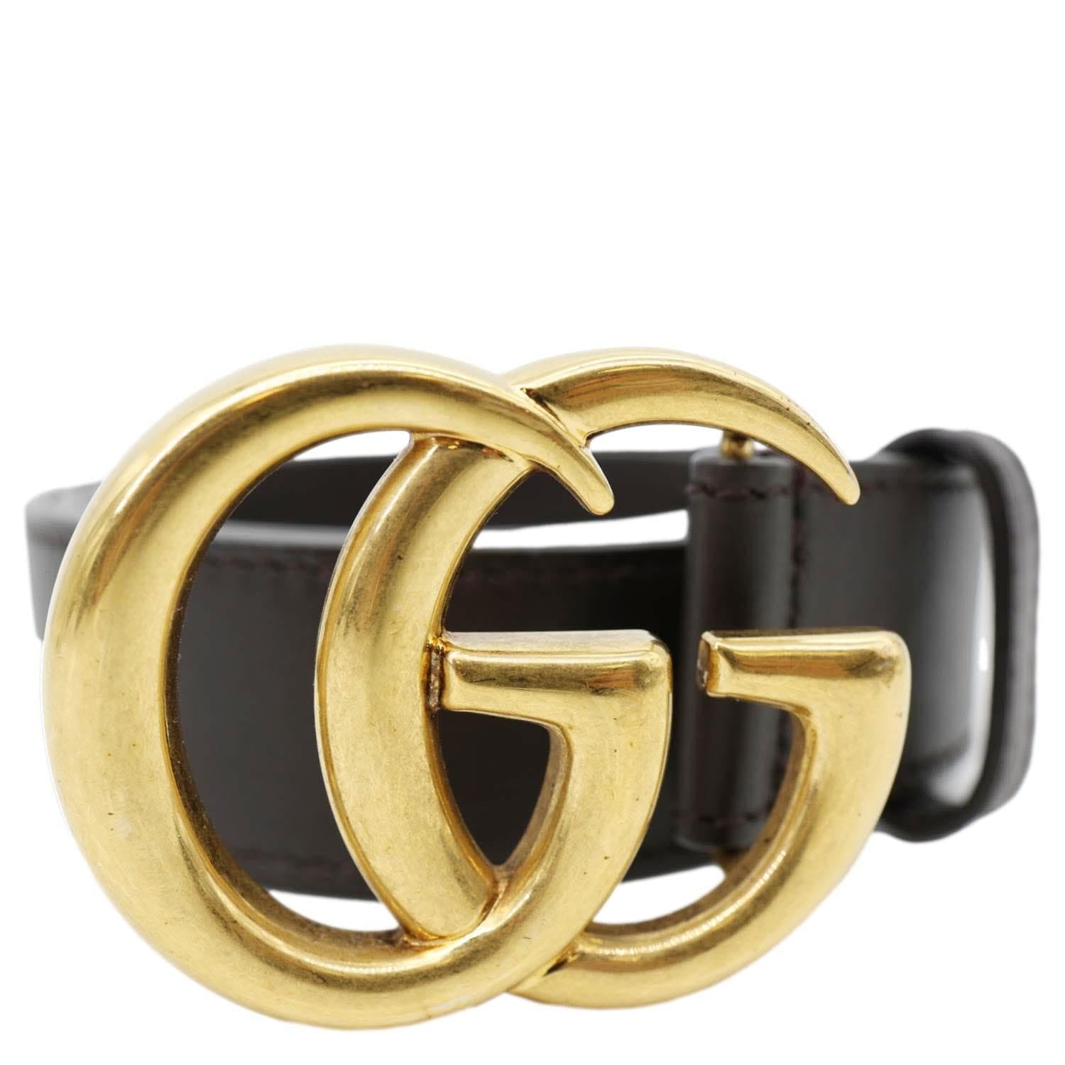 GUCCI GG Buckle Marmont Thin Leather Belt Black 414516 Size 75/30