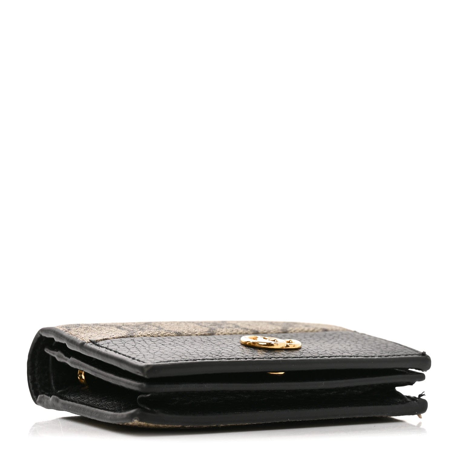 Gucci Dollar Calfskin GG Supreme Monogram GG Marmont Card Case Black Beige Ebony