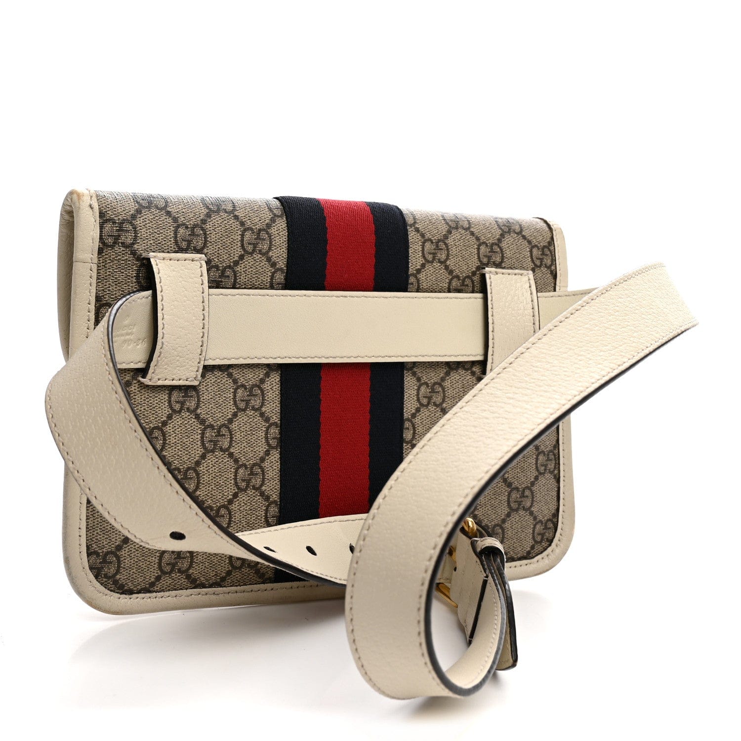 Gucci GG Supreme Monogram Web Small Ophidia Belt Bag 90 36 Beige Ebony White