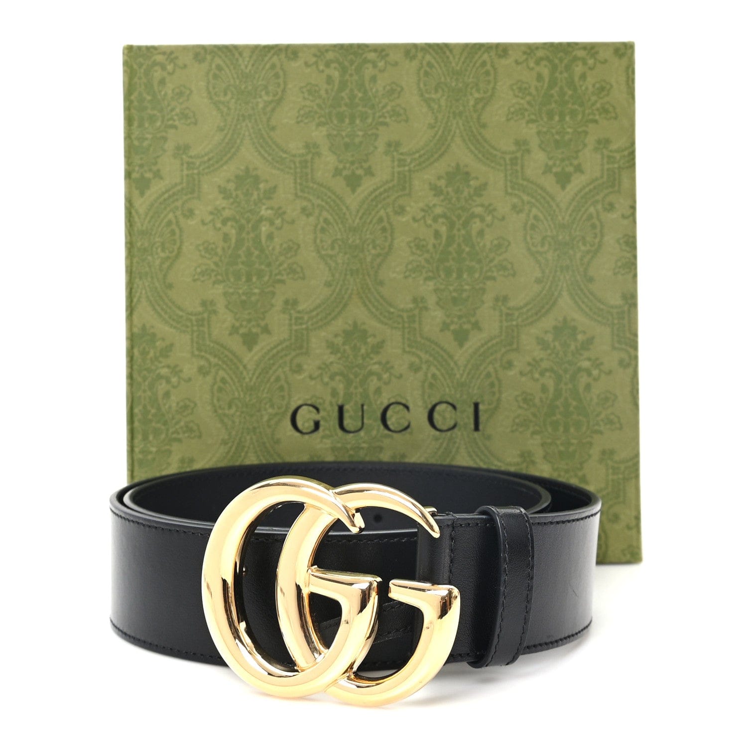 Gucci Plutone Calfskin Double G 40 mm Belt 75 30 Black