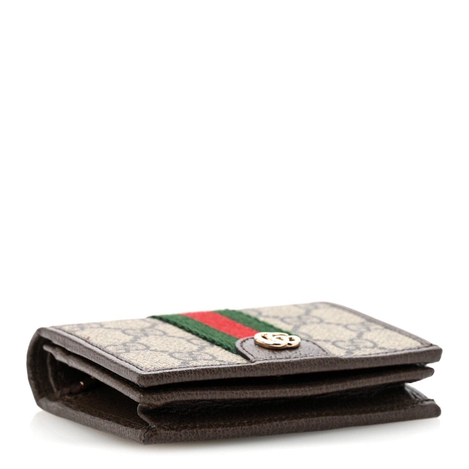 Gucci GG Supreme Monogram Web Ophidia Small Wallet Beige Dark Brown
