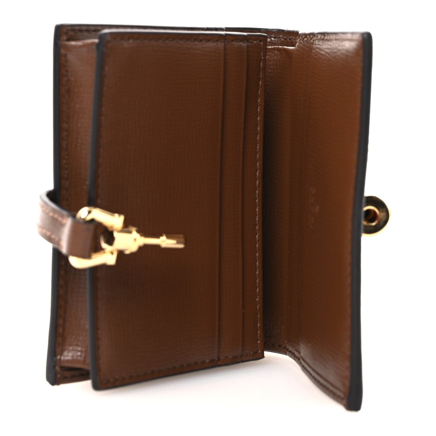 Gucci GG Supreme Monogram Textured Calfskin Web Jackie 1961 Card Case Beige Ebony Brown Sugar