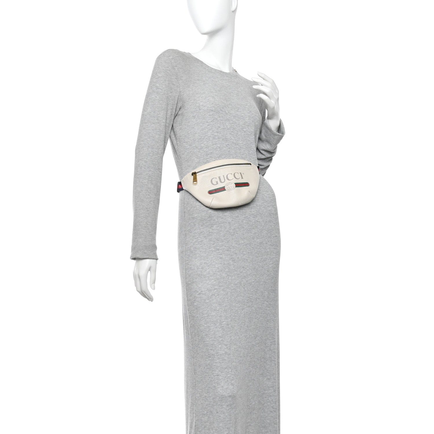 Gucci Grained Calfskin Small Logo Belt Bag White