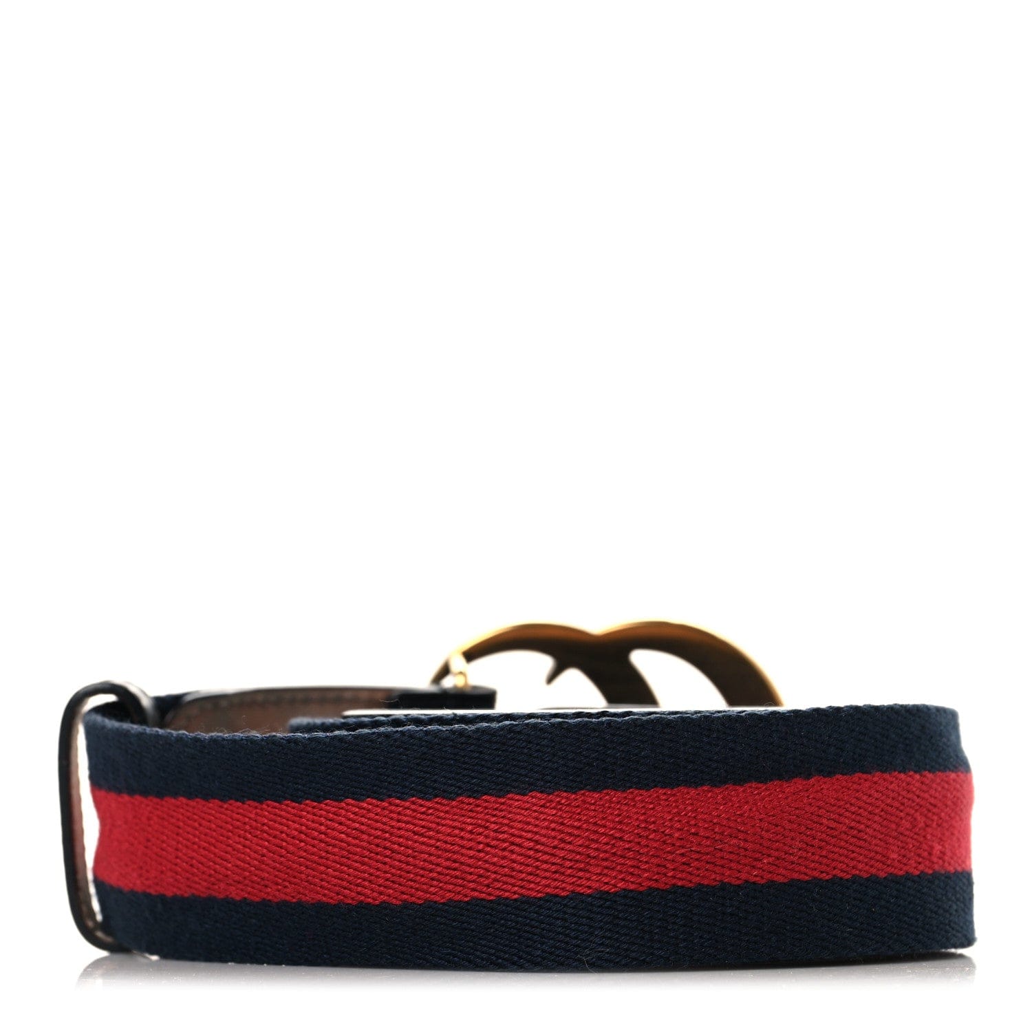 Gucci Nylon Calfskin Double G Web 40 mm Belt 85 34 Blue Red Black
