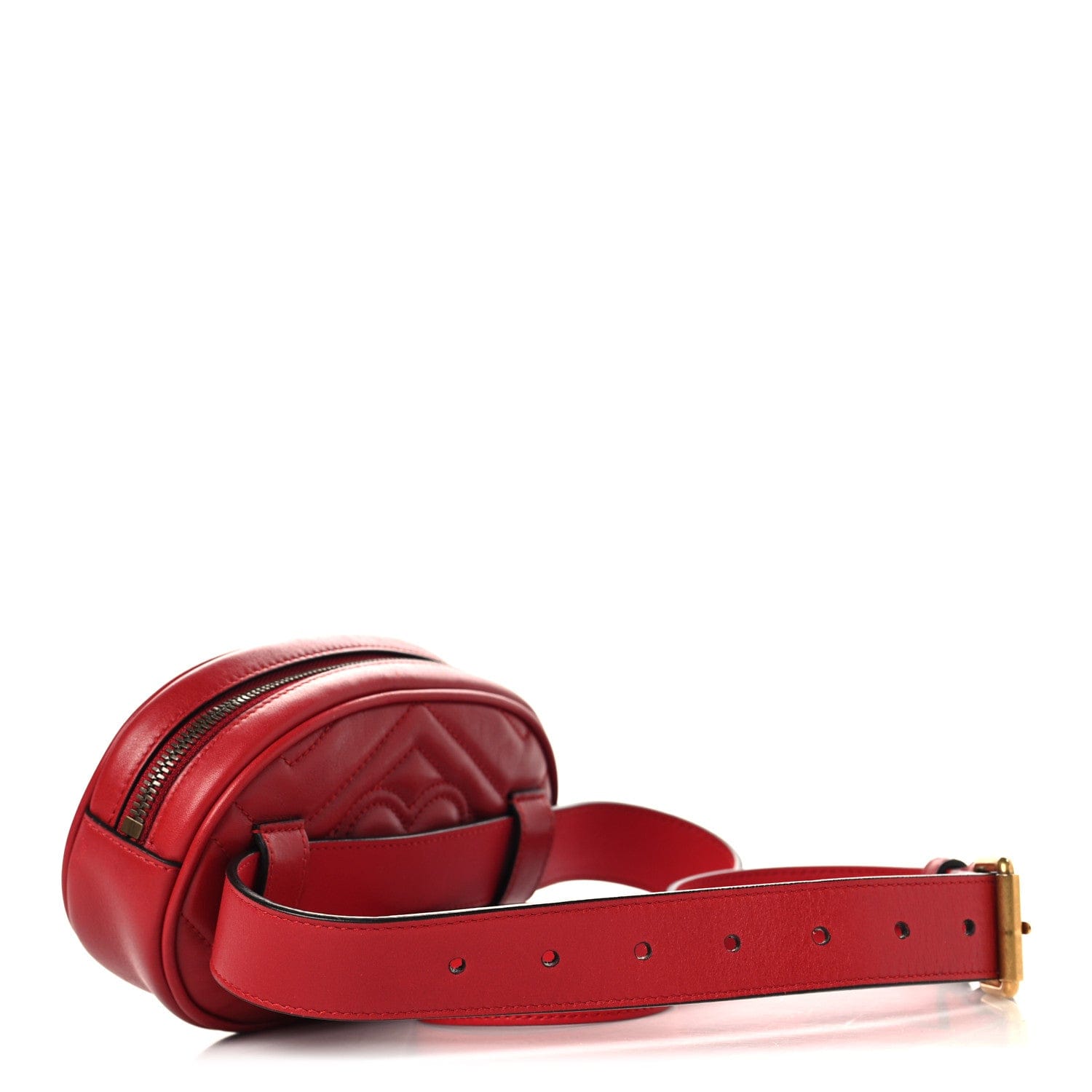 Gucci Calfskin Matelasse GG Marmont Belt Bag 95 38 Hibiscus Red