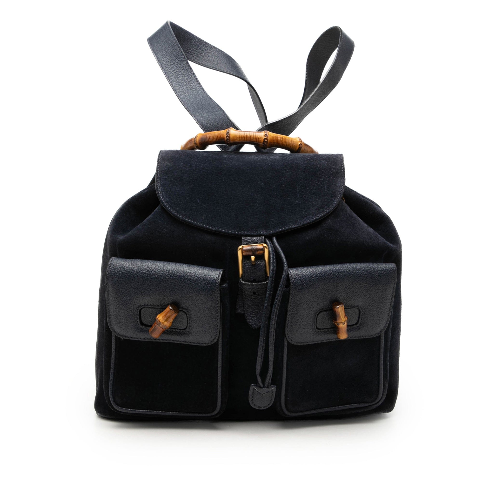Gucci Suede Bamboo Drawstring Backpack