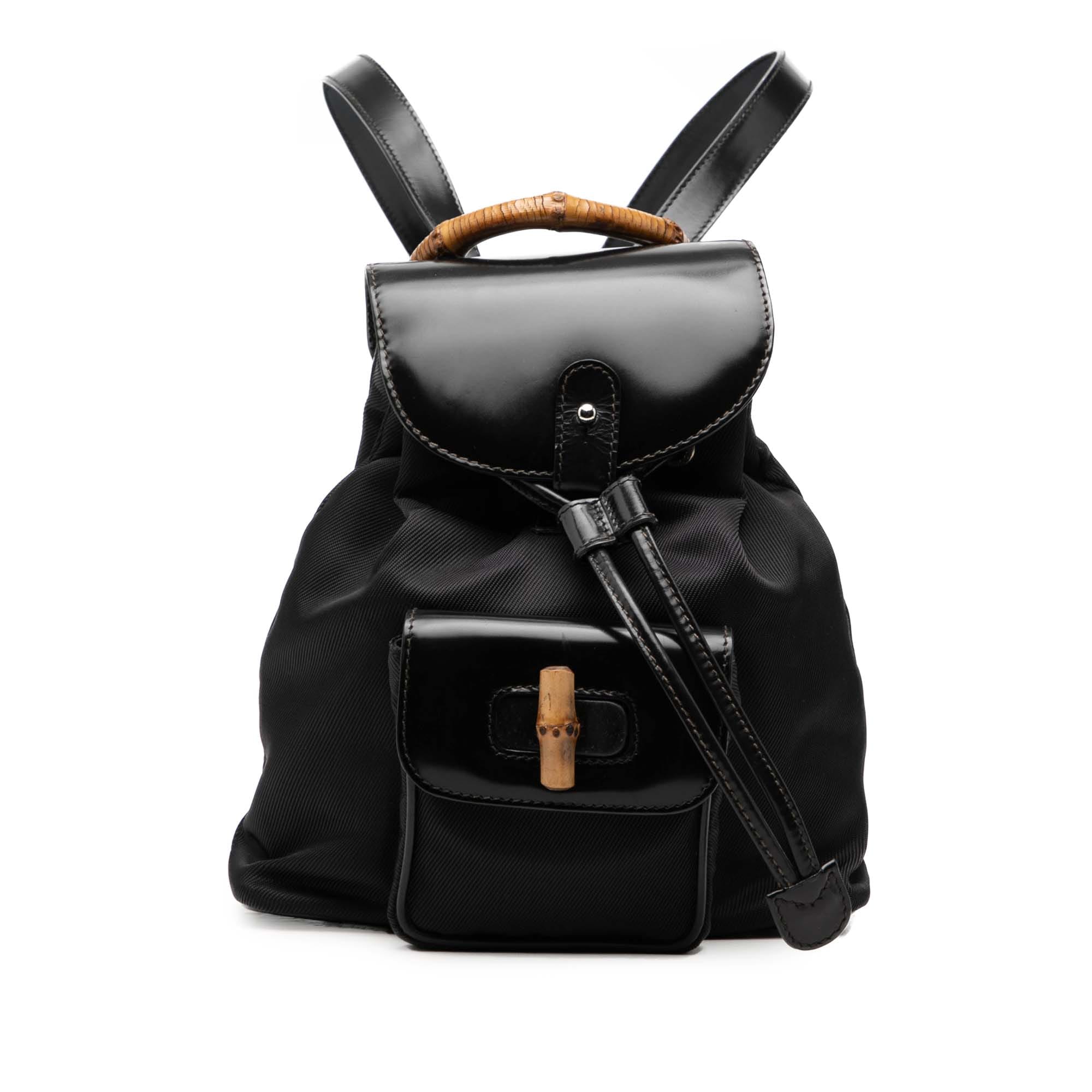 Gucci Nylon and Patent Bamboo Drawstring Backpack