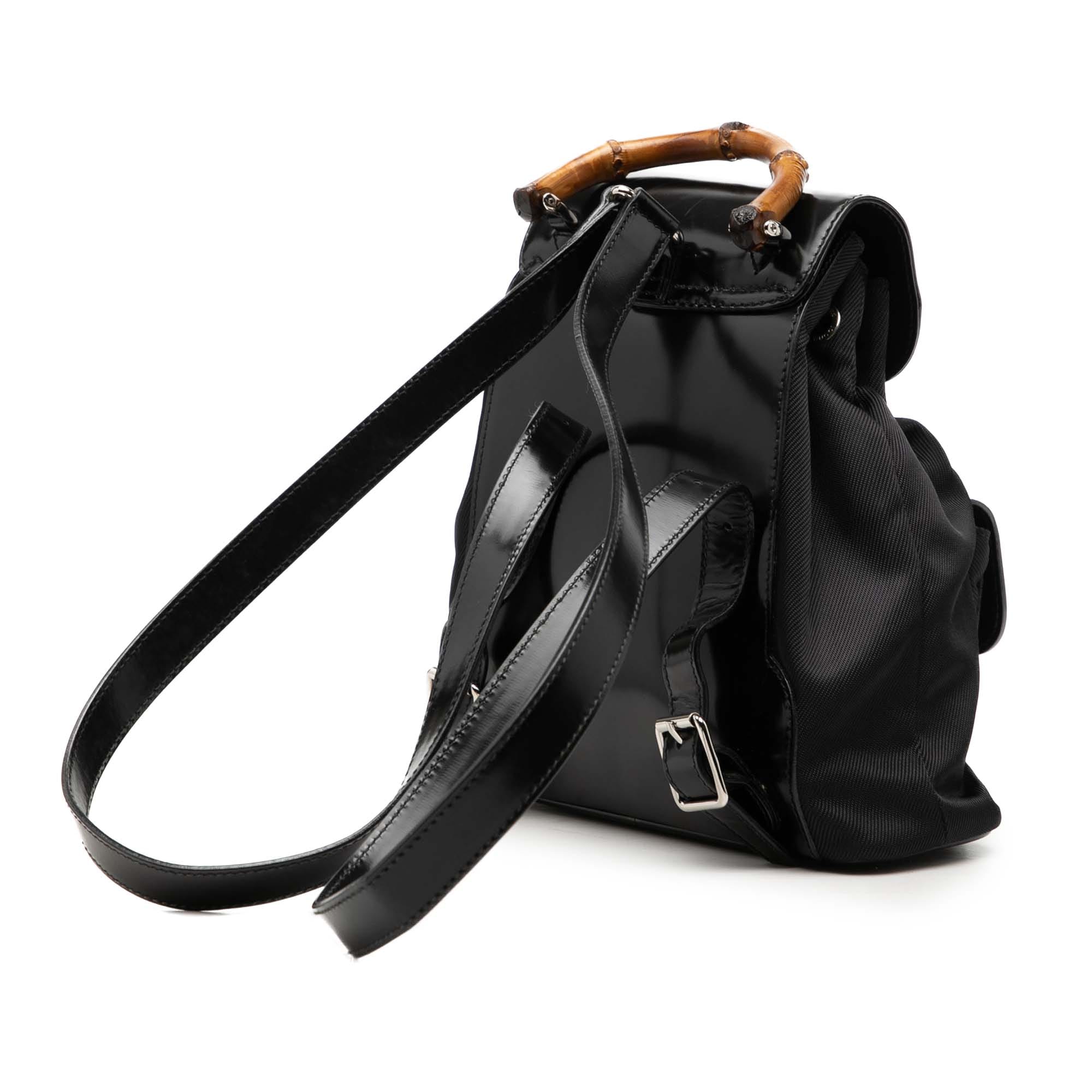 Gucci Nylon and Patent Bamboo Drawstring Backpack