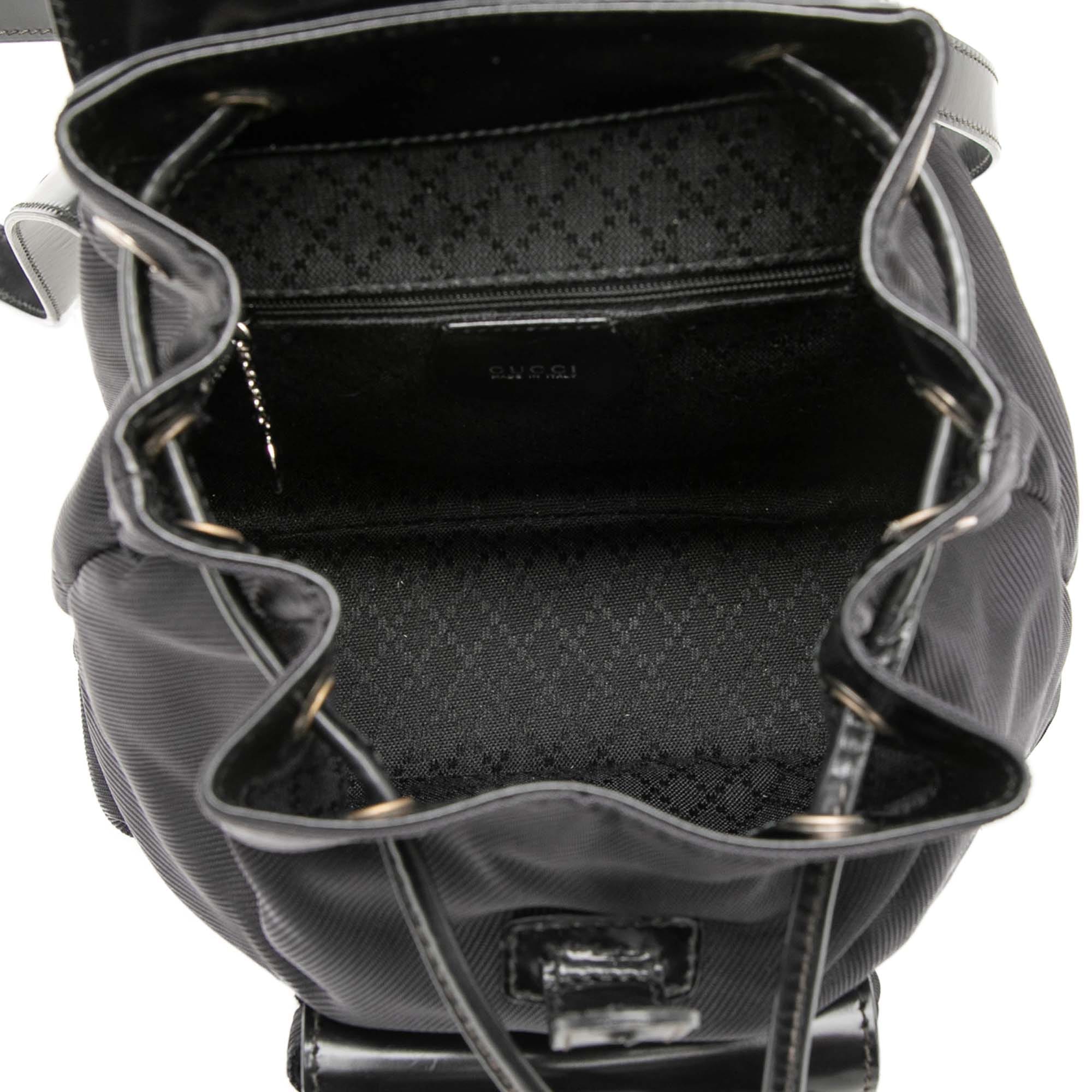 Gucci Nylon and Patent Bamboo Drawstring Backpack