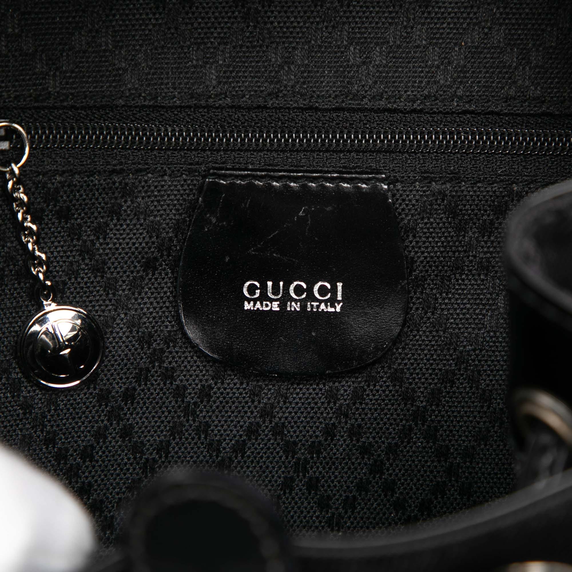 Gucci Nylon and Patent Bamboo Drawstring Backpack