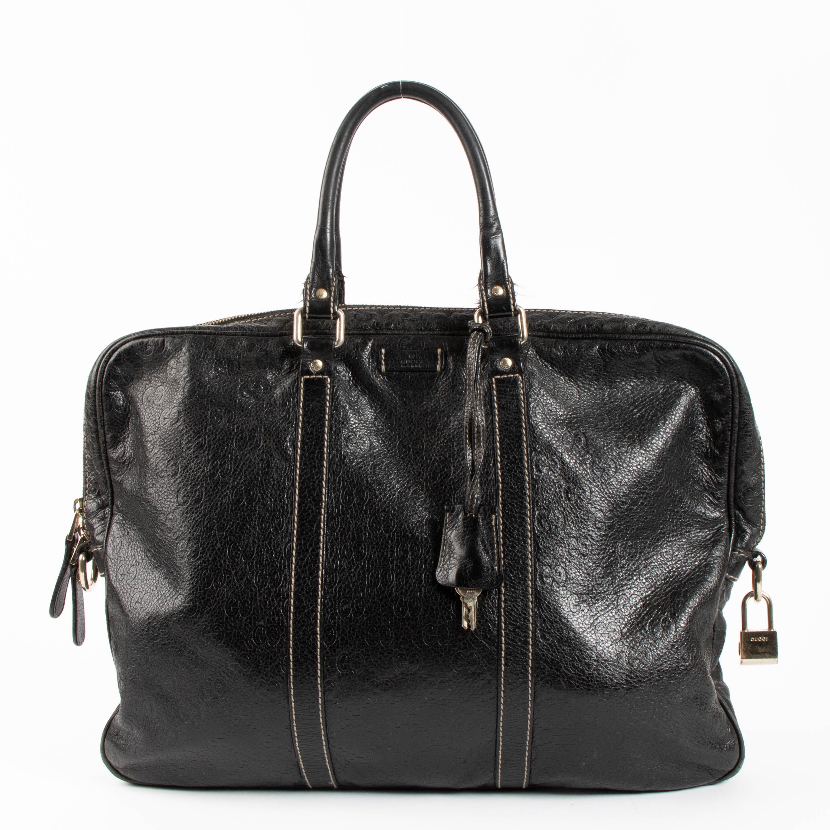 Gucci Black Guccissima Leather Briefcase