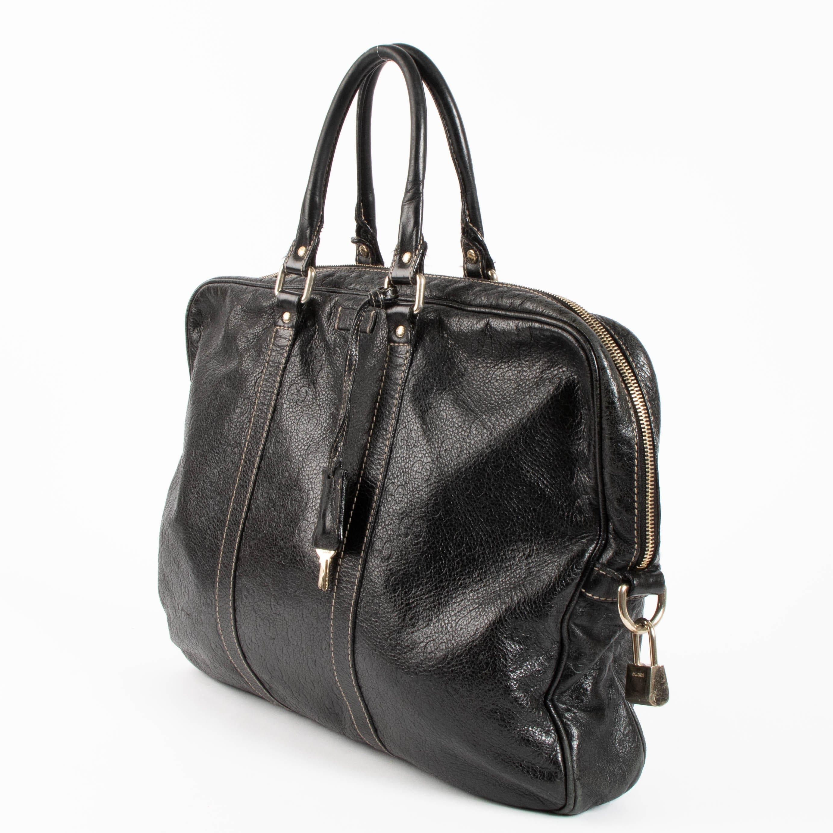 Gucci Black Guccissima Leather Briefcase