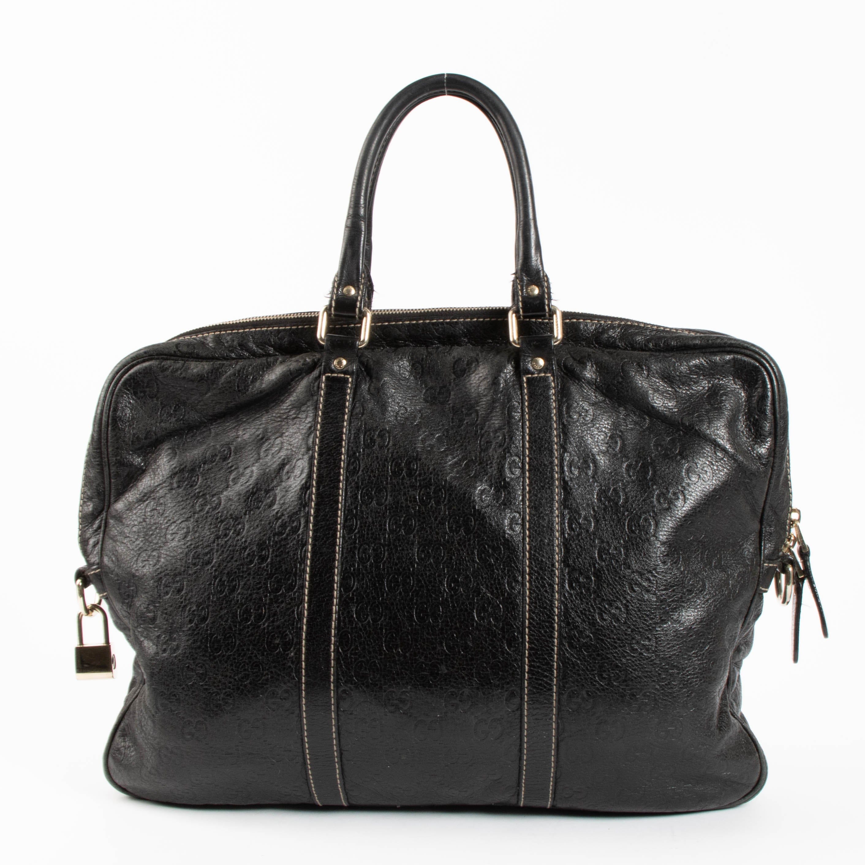 Gucci Black Guccissima Leather Briefcase