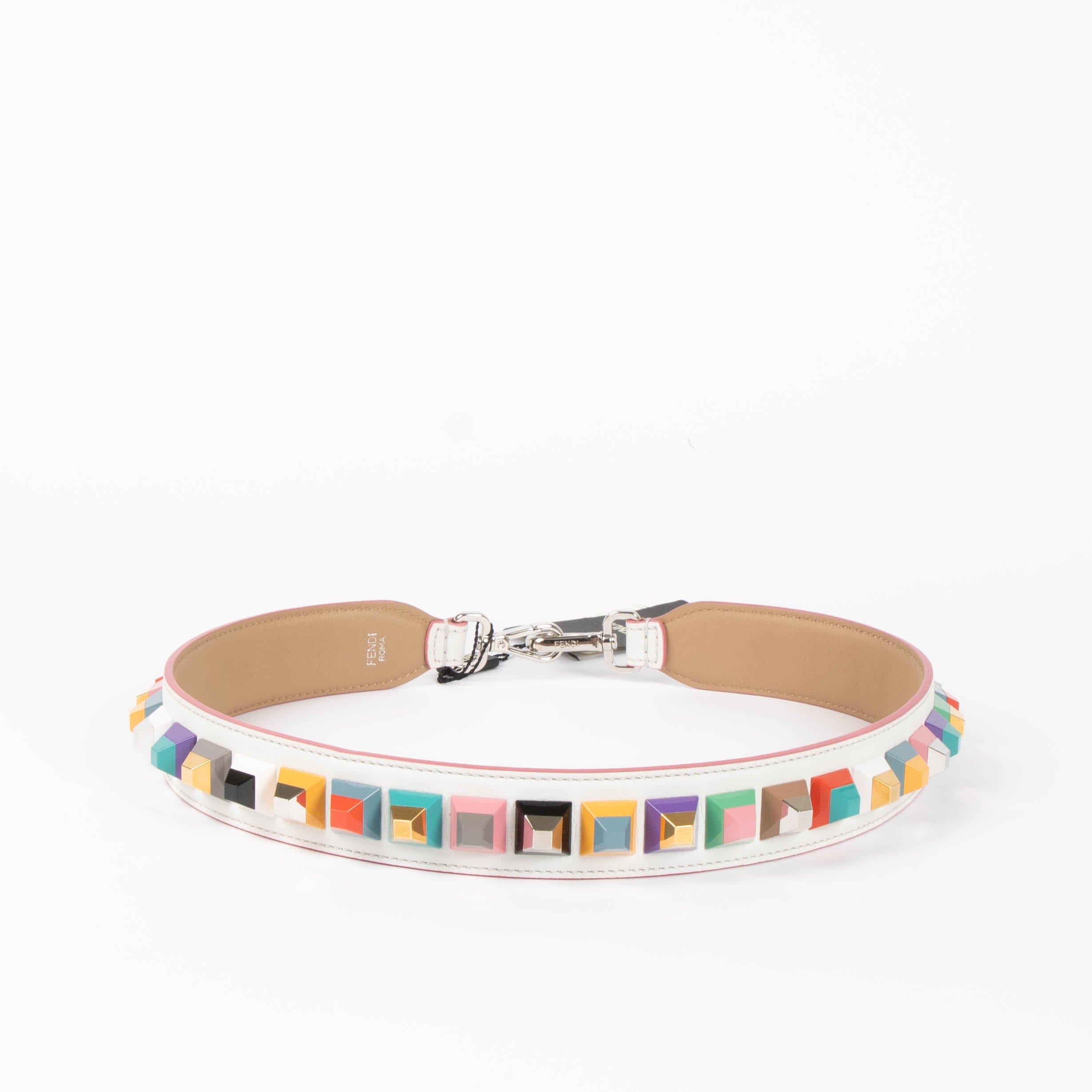 Fendi White Studded Strap You Bag Strap