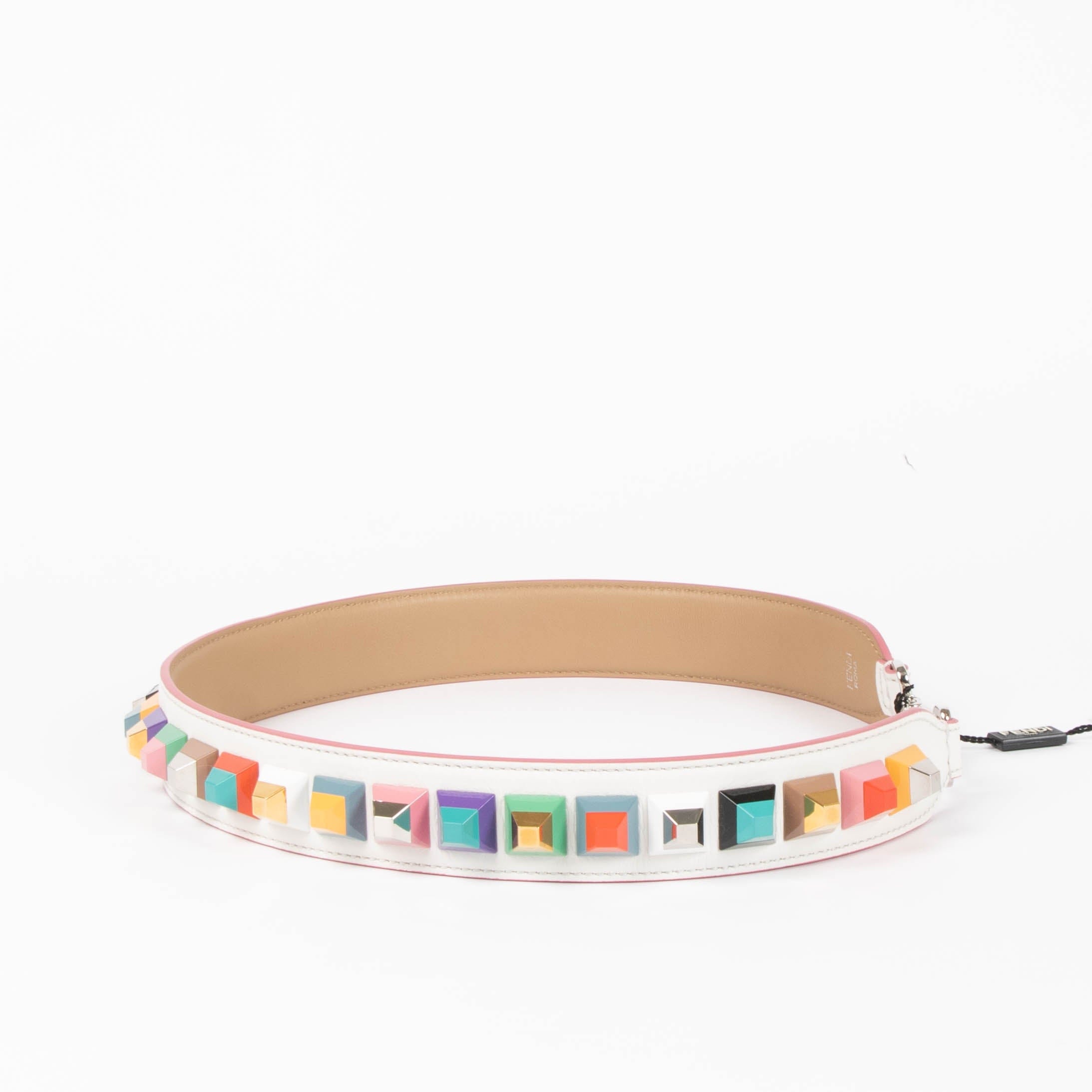 Fendi White Studded Strap You Bag Strap