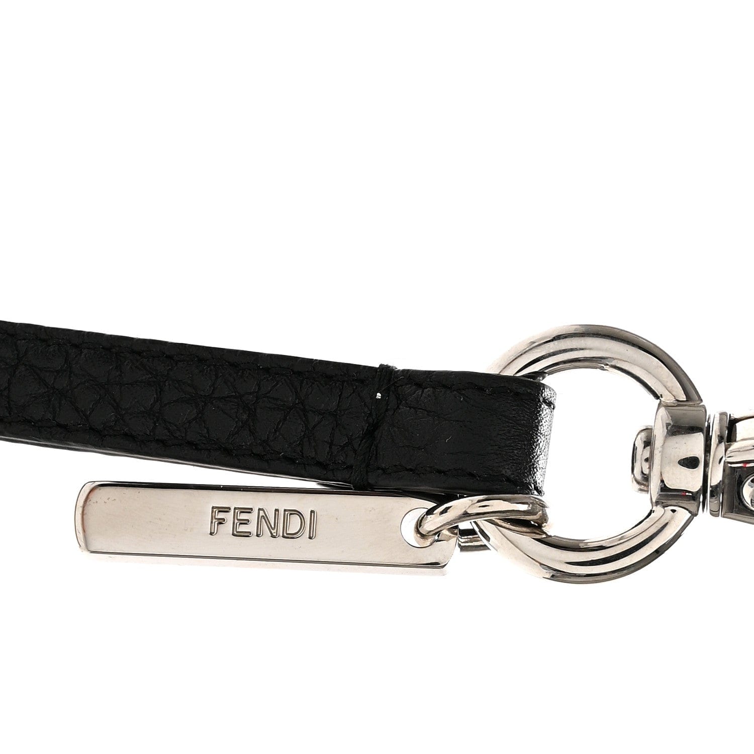 Fendi Grained Calfskin Dice Bag Charm Coin Case White Black
