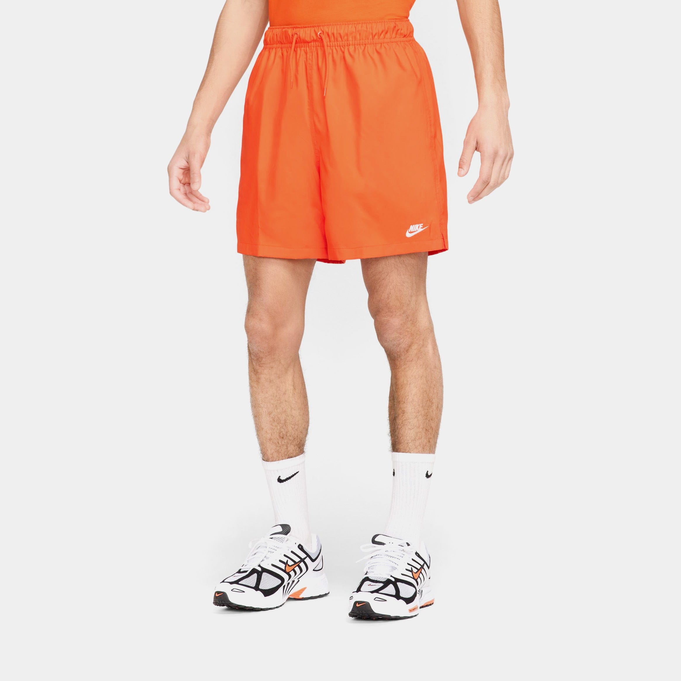 Nike Club Woven Flow Mens Shorts (Safety Orange/White)