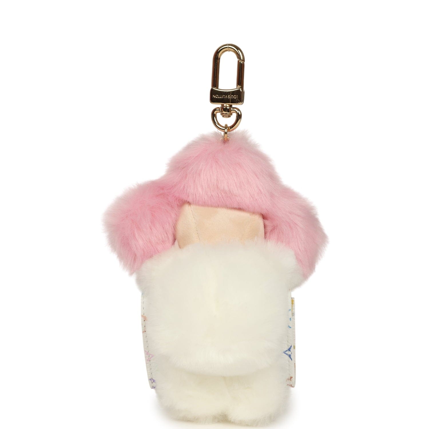 Louis Vuitton x Takashi Murakami Vivienne Cuddle Bag Charm Pink and White Monogram Multicolored Canvas Gold Hardware
