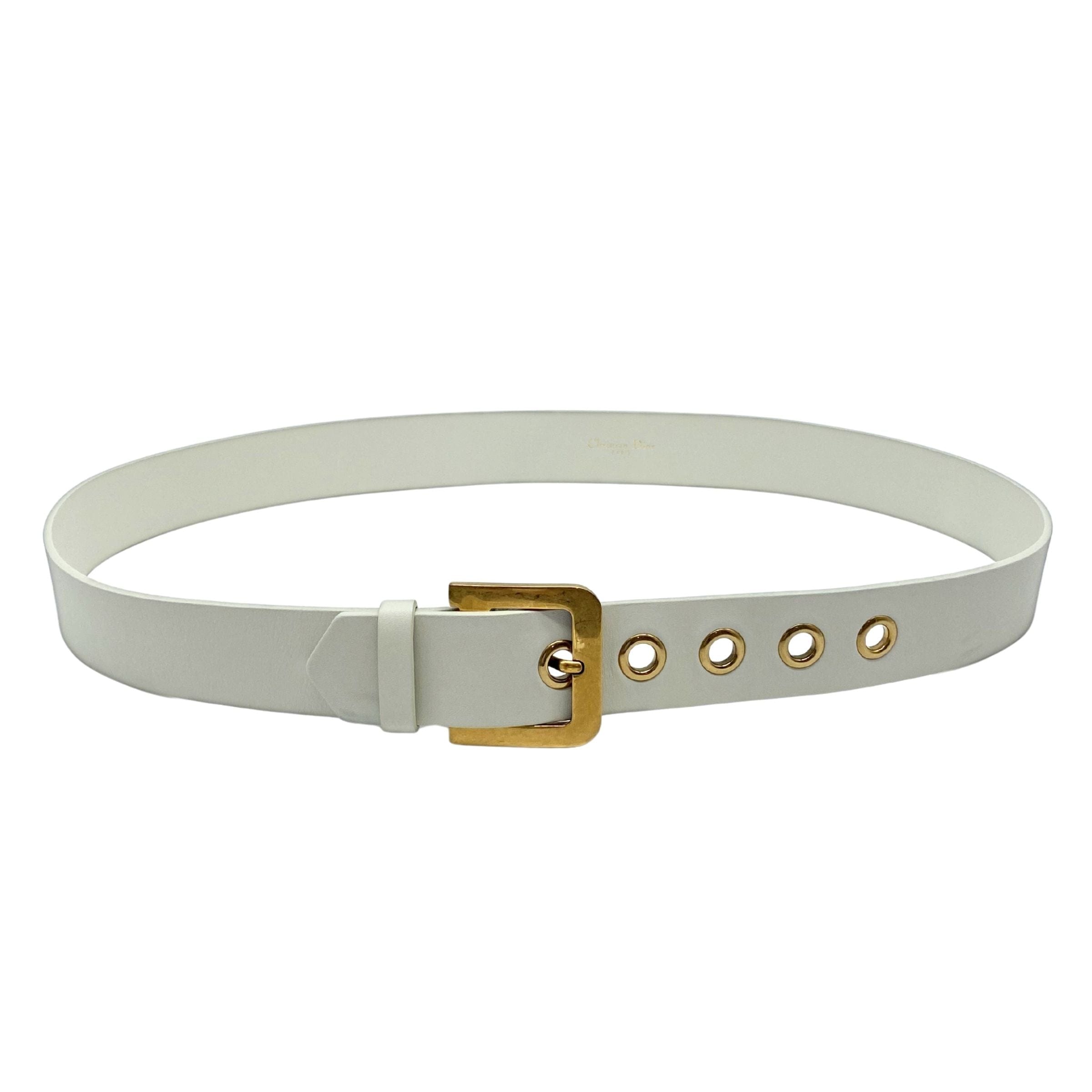Dior Christian Dior White Calfskin Leather D - Buckle Belt