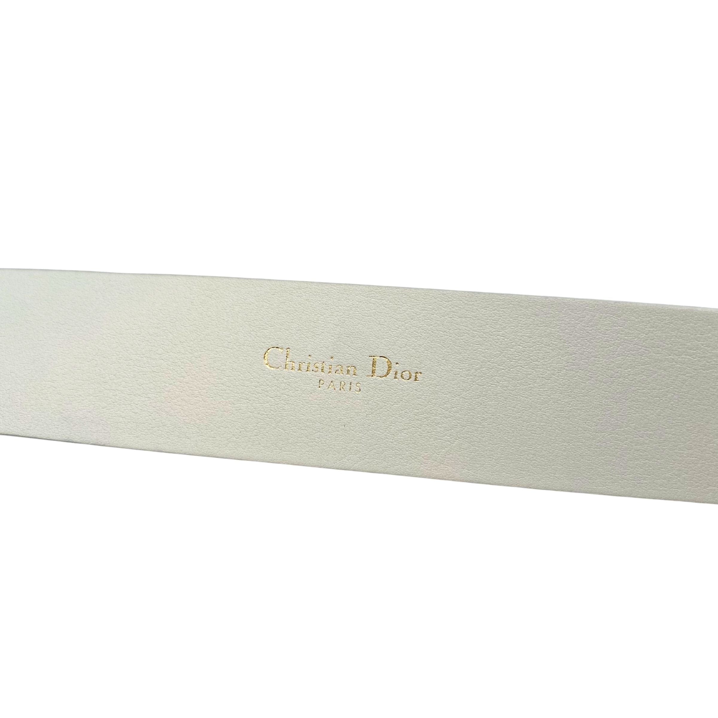 Dior Christian Dior White Calfskin Leather D - Buckle Belt