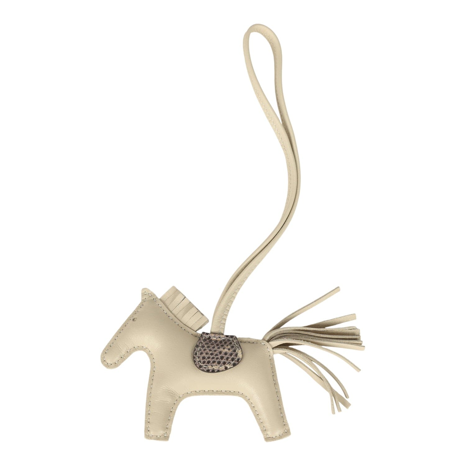 Hermes Rodeo Bag Charm PM Craie Milo Lambskin Ombre Varanus Salvator Lizard Touch