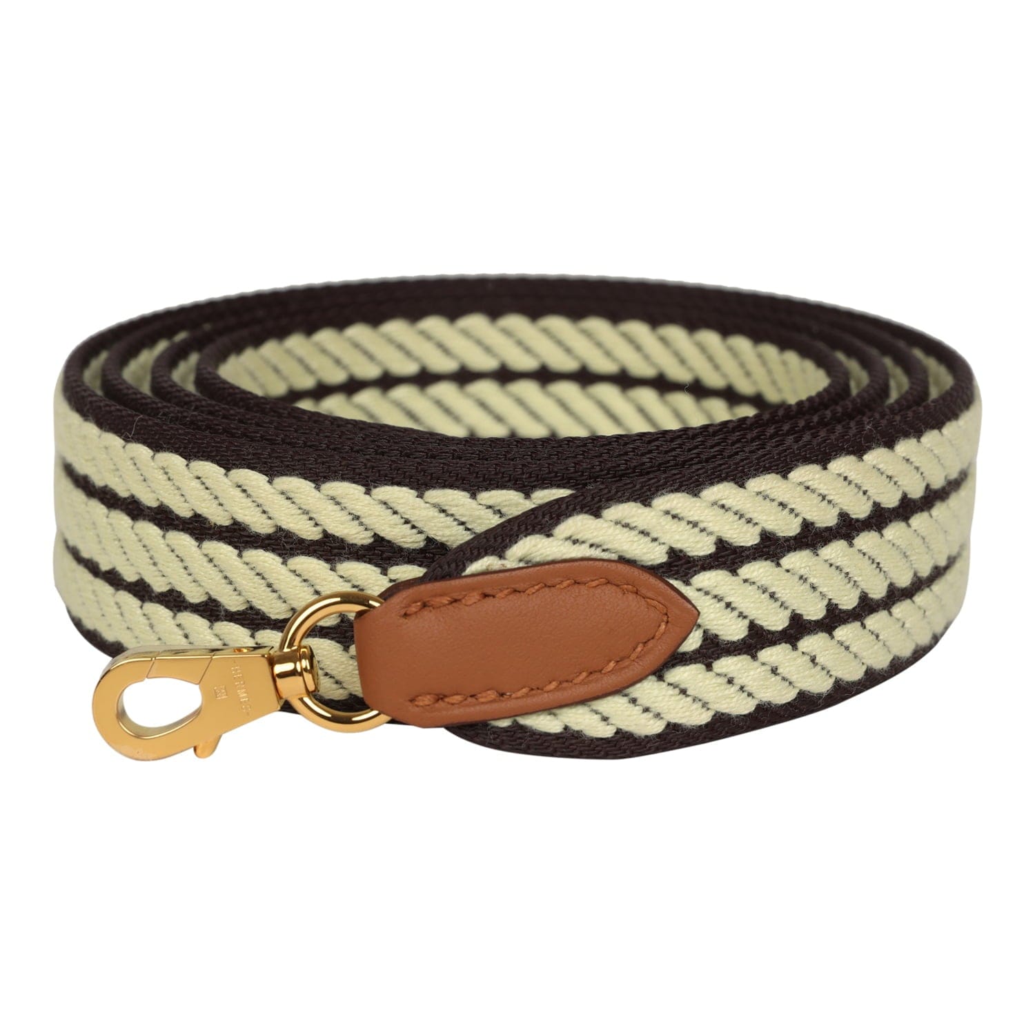 Hermes Sangle Bag Strap 50 mm Prunoir, Jaune Milton, Gold Cordage Canvas and Swift Gold Hardware