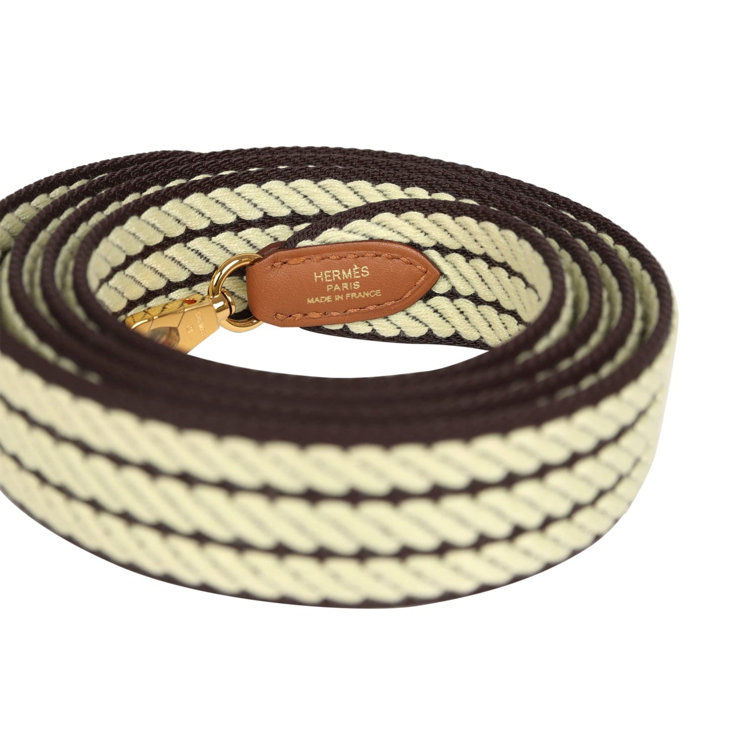 Hermes Sangle Bag Strap 50 mm Prunoir, Jaune Milton, Gold Cordage Canvas and Swift Gold Hardware