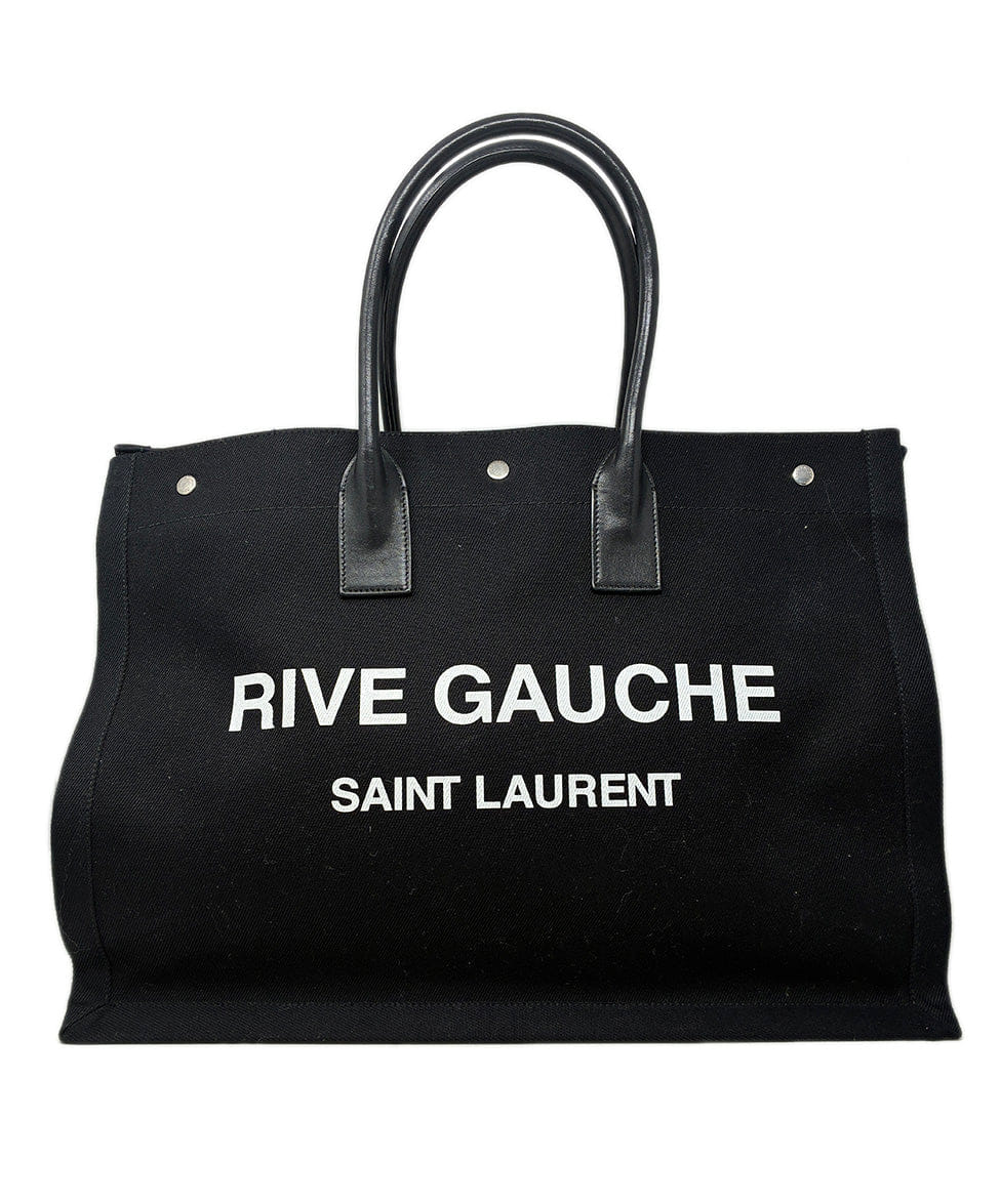 Saint Laurent Black Canvas Totebag W/ Leather Straps
