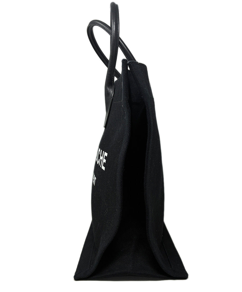 Saint Laurent Black Canvas Totebag W/ Leather Straps