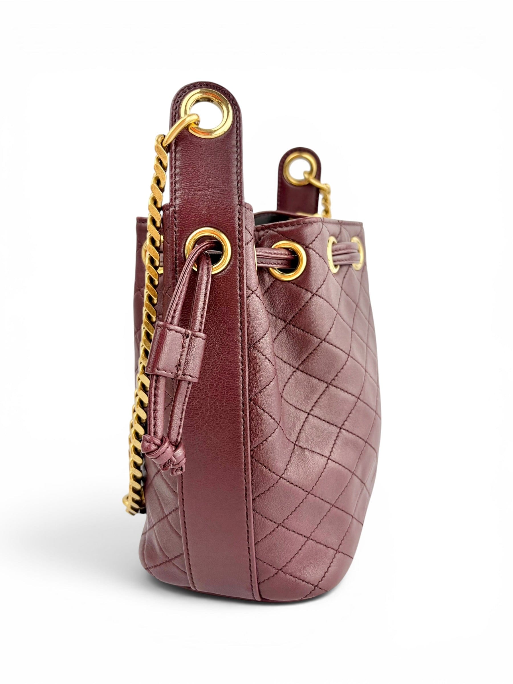Saint Laurent Burgundy Bucket Drawstring