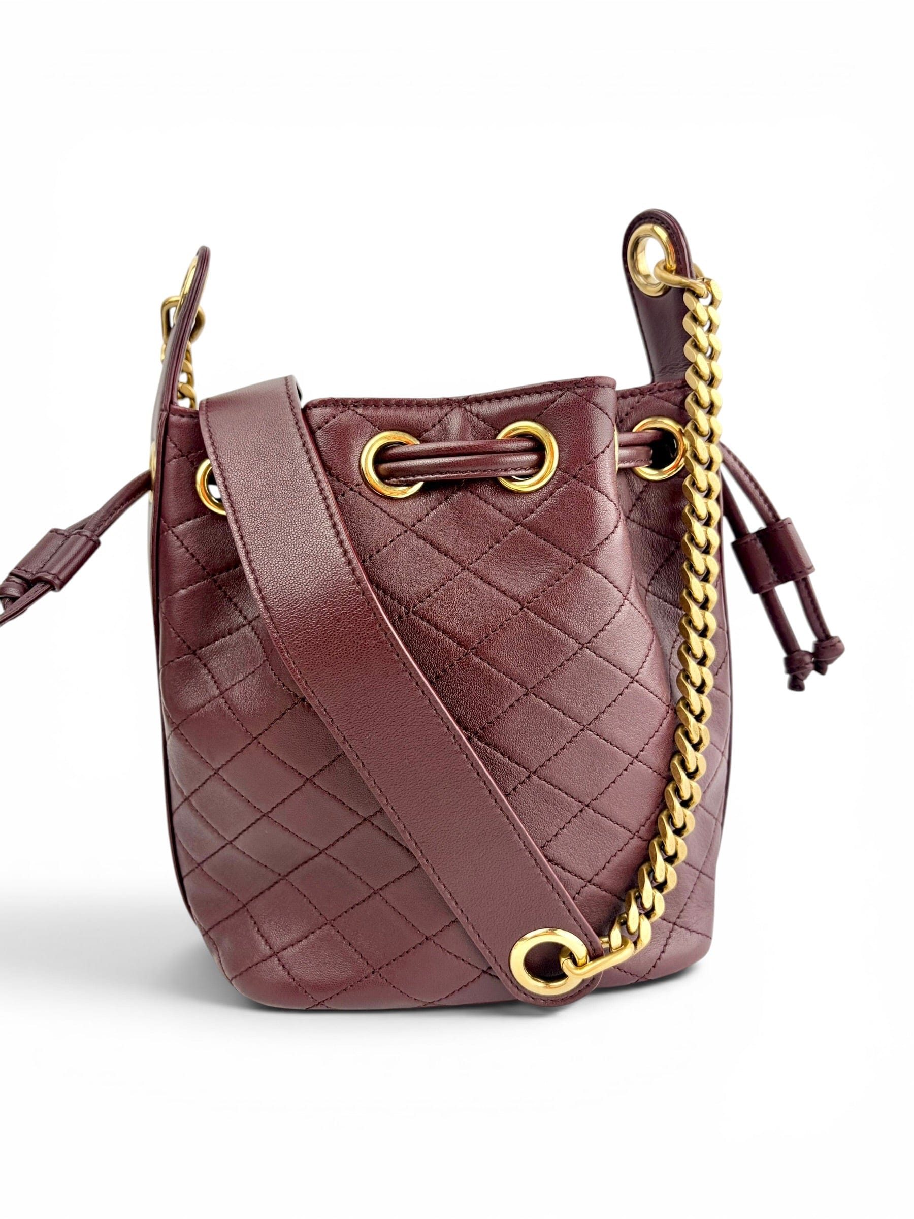 Saint Laurent Burgundy Bucket Drawstring